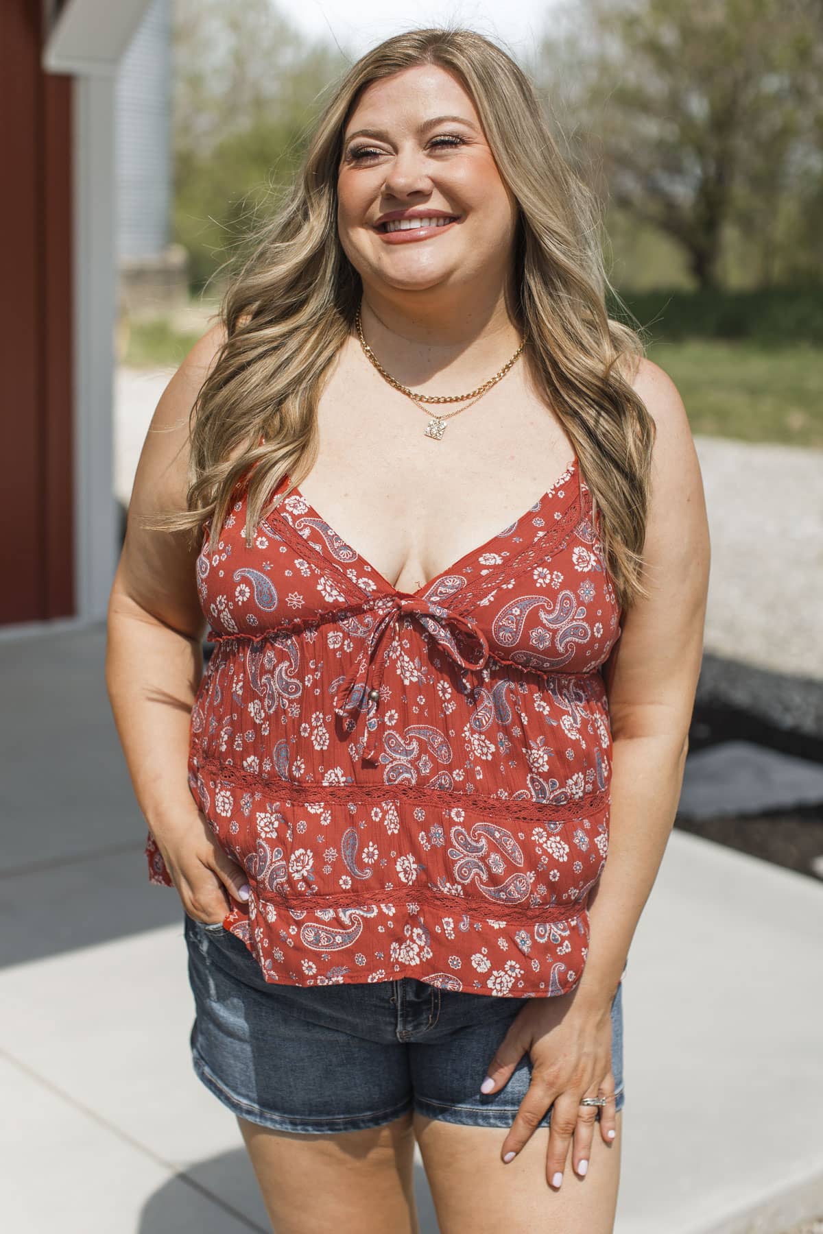 Spirit Of Freedom Babydoll Tank Top- Red - Image 4