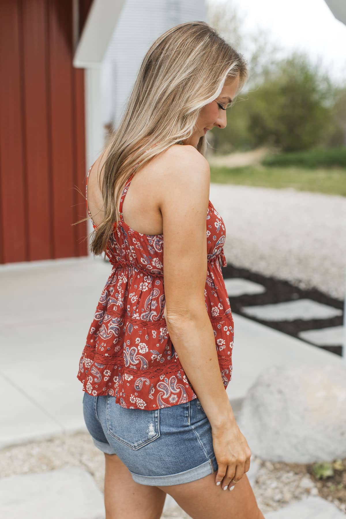 Spirit Of Freedom Babydoll Tank Top- Red - Image 5