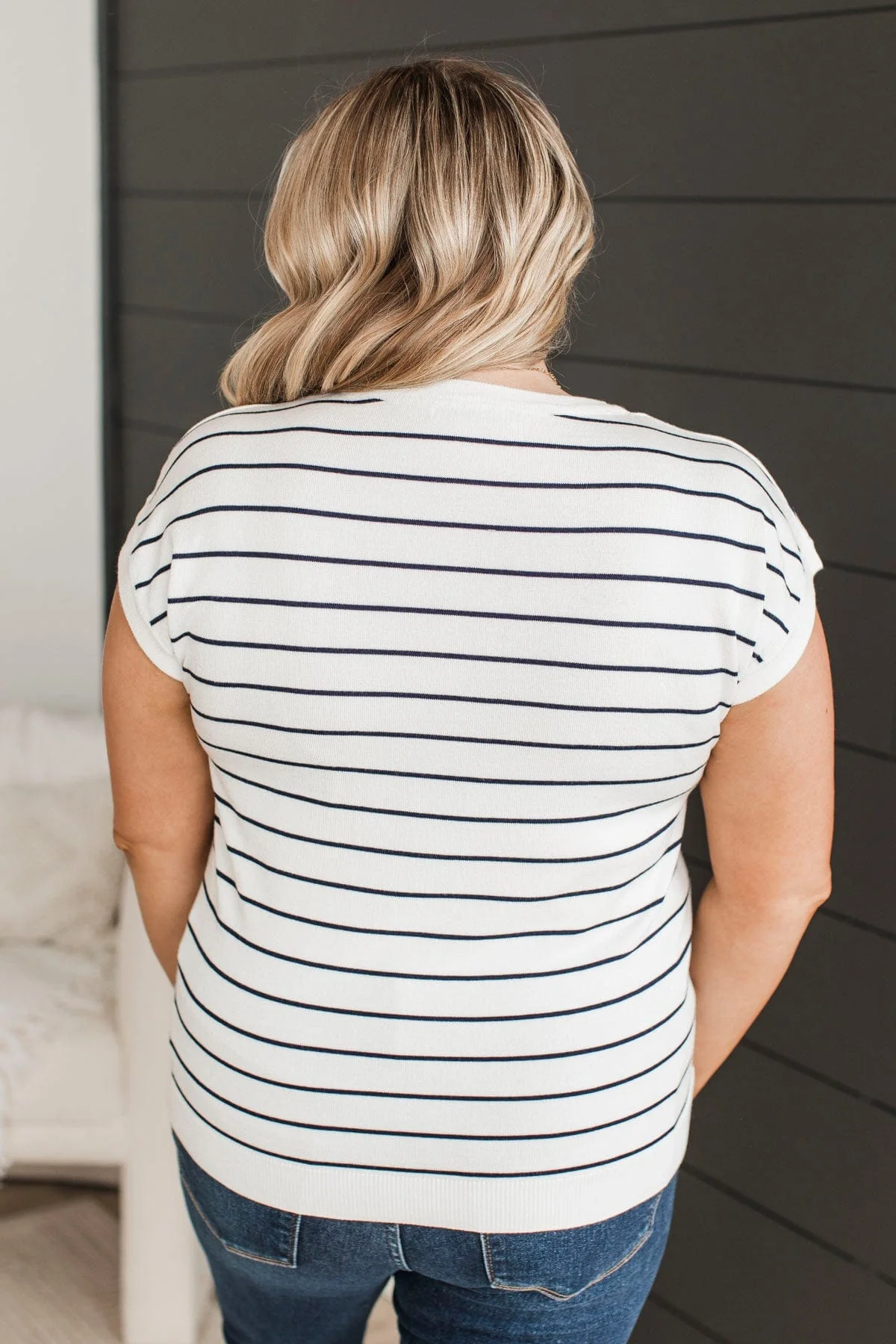 Splendid Days Striped Knit Top- Ivory & Navy - Image 7