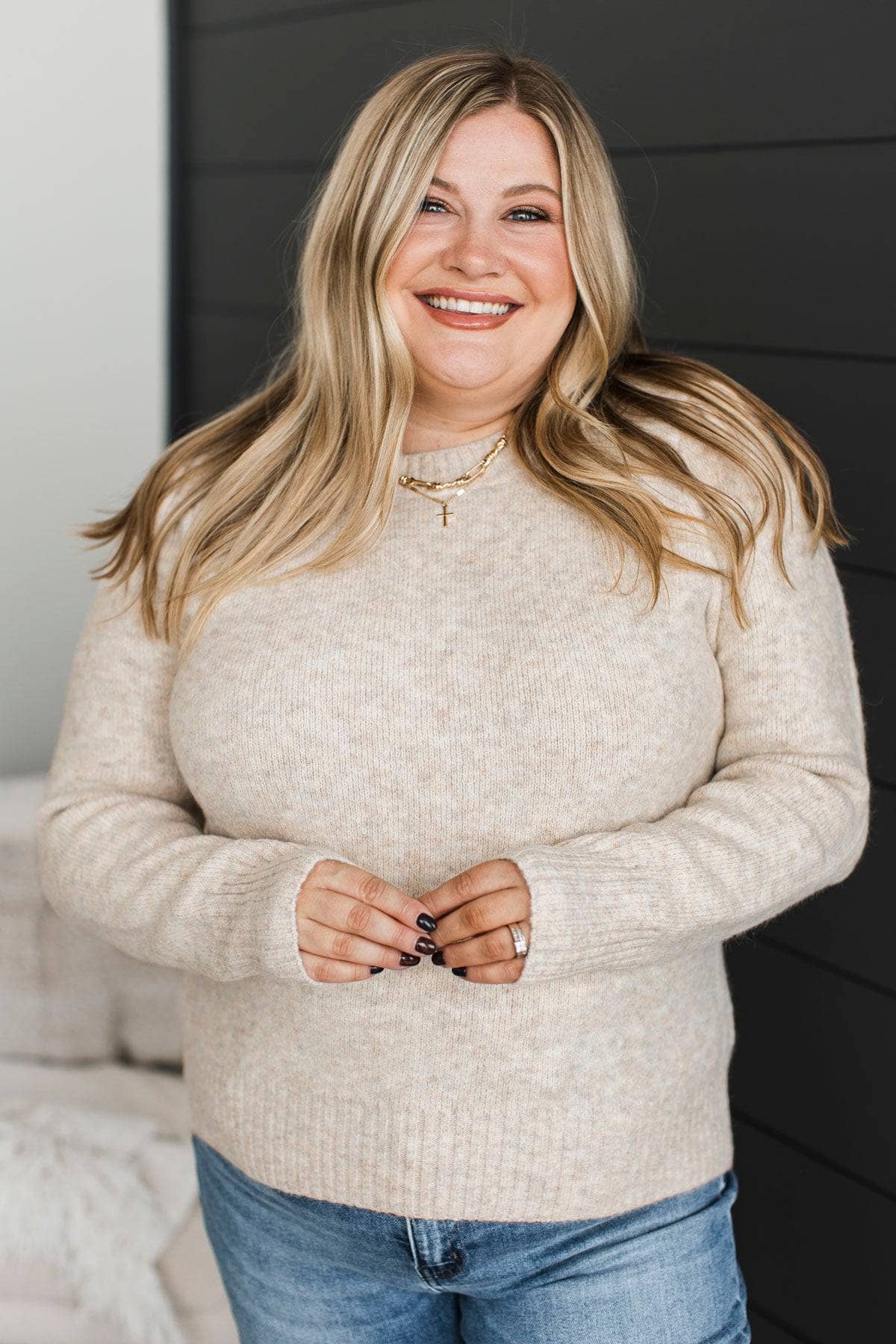 Spontaneous Smiles Puff Sleeve Sweater- Oatmeal - Image 2