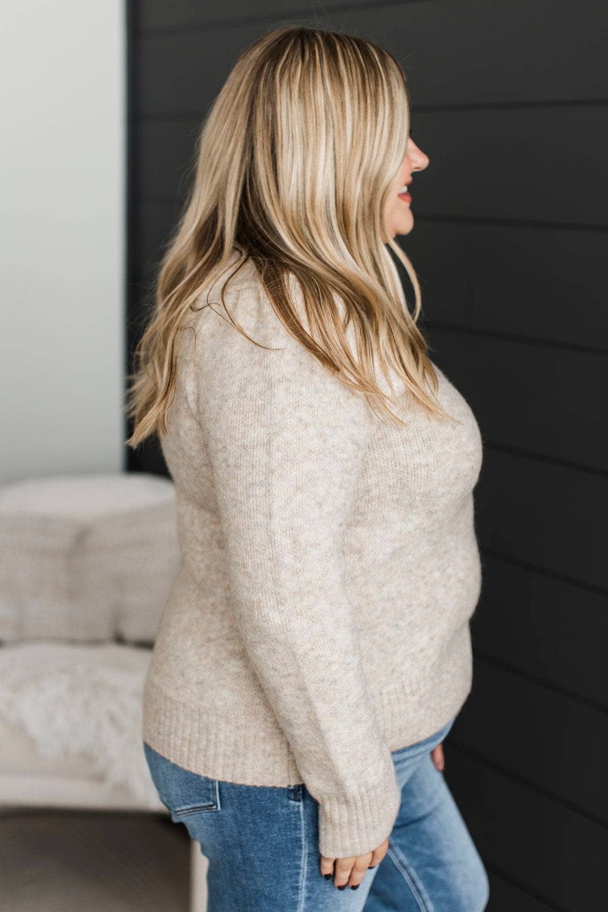 Spontaneous Smiles Puff Sleeve Sweater- Oatmeal - Image 6