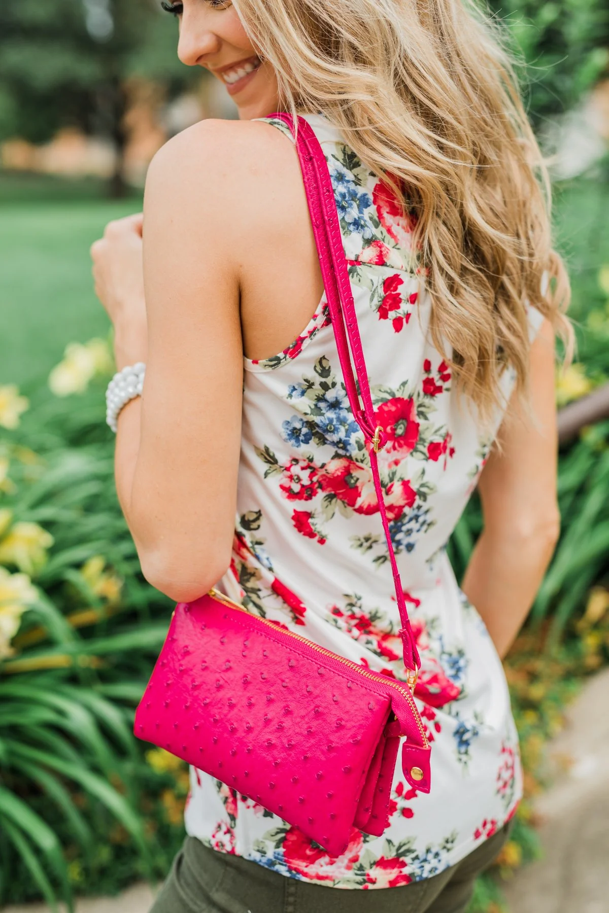 Spotted Crossbody Handbag- Hot Pink - Image 5