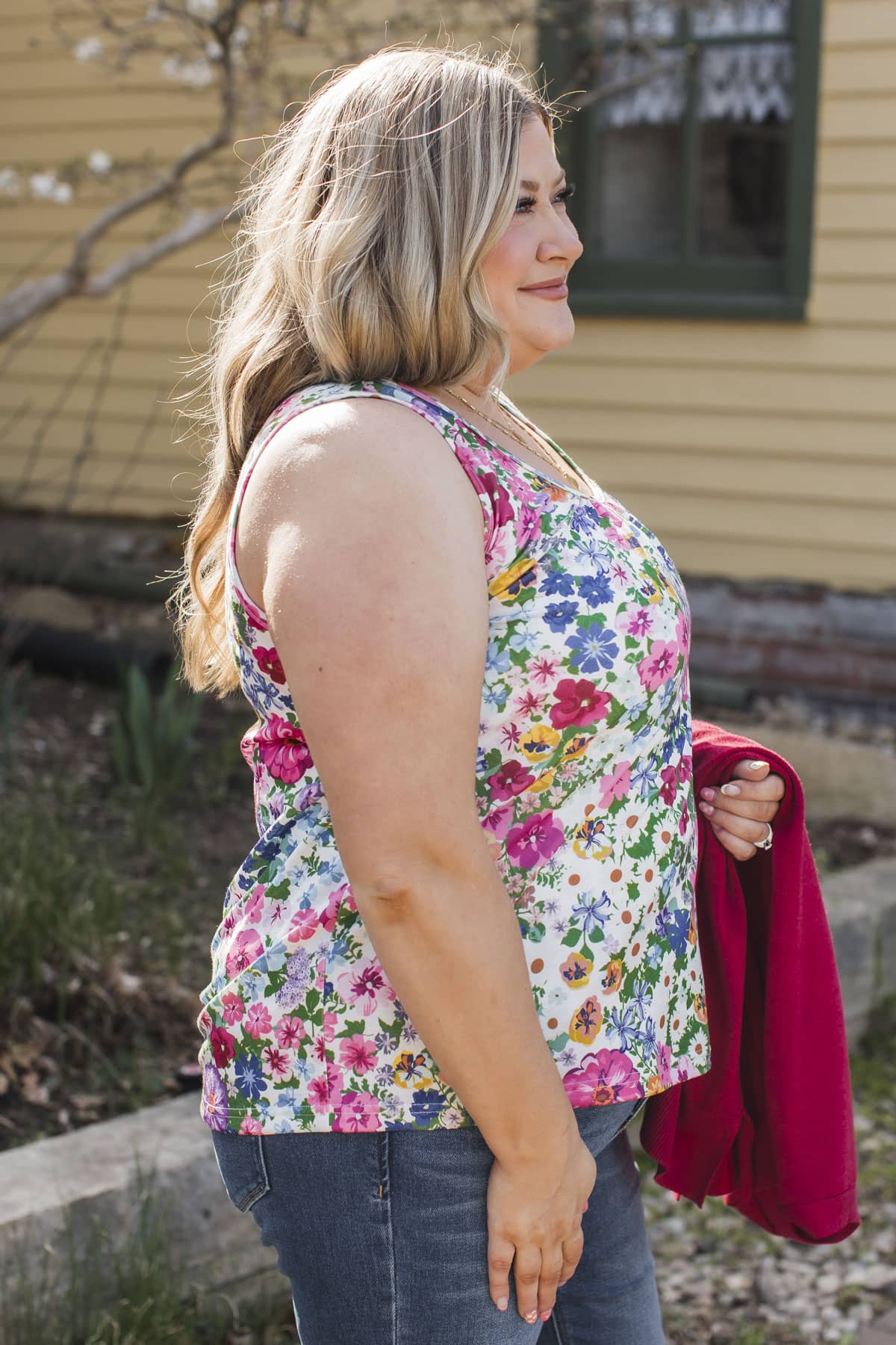 Spring Feeling Lightweight Floral Tank Top- Ivory - Image 5