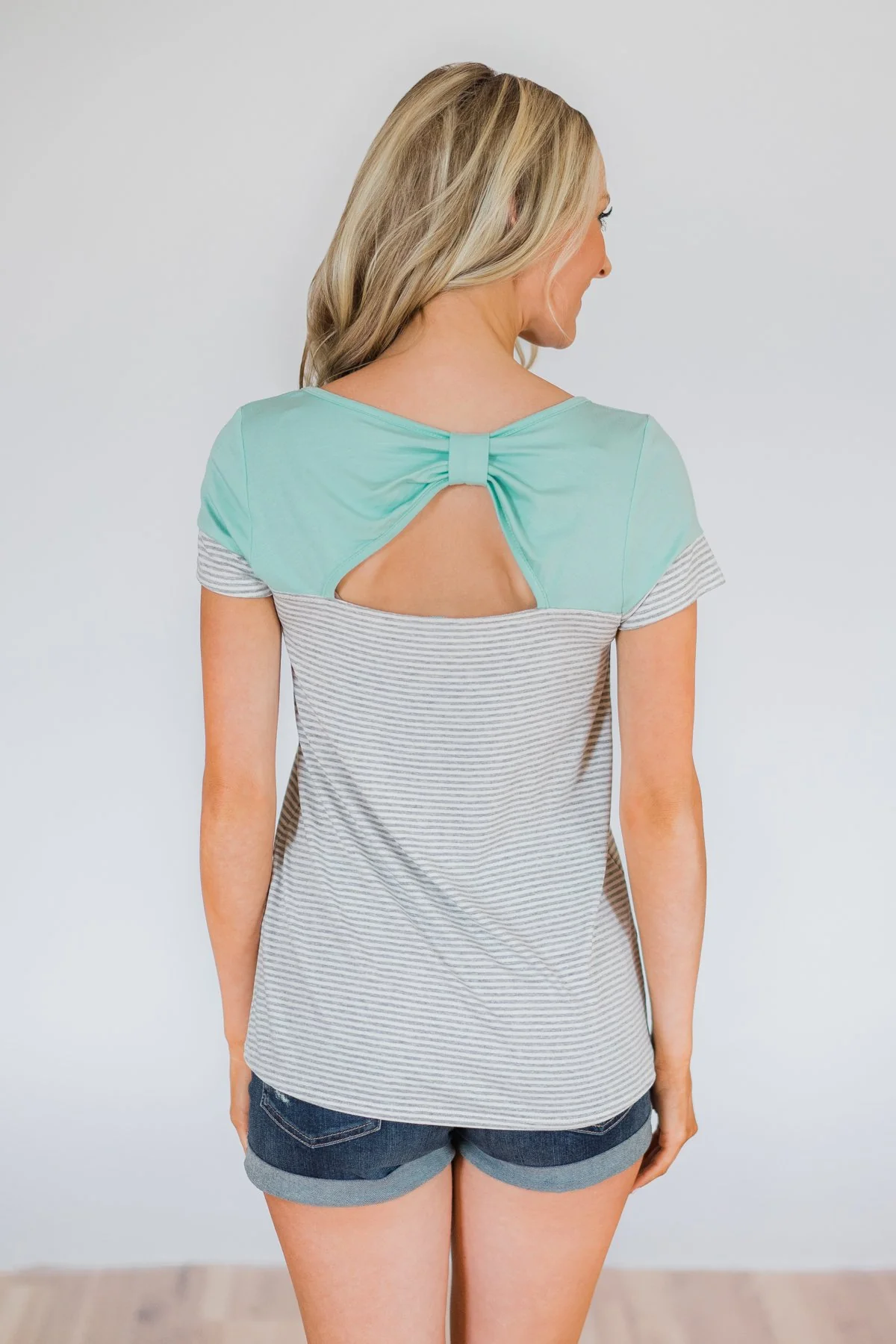 Spring Fever Short Sleeve Striped Top - Mint - Image 5