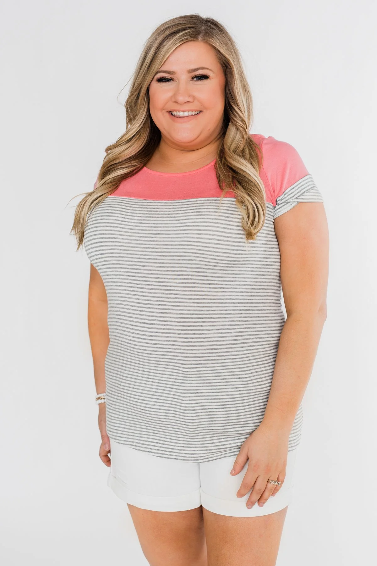 Spring Fever Short Sleeve Striped Top- Watermelon - Image 8