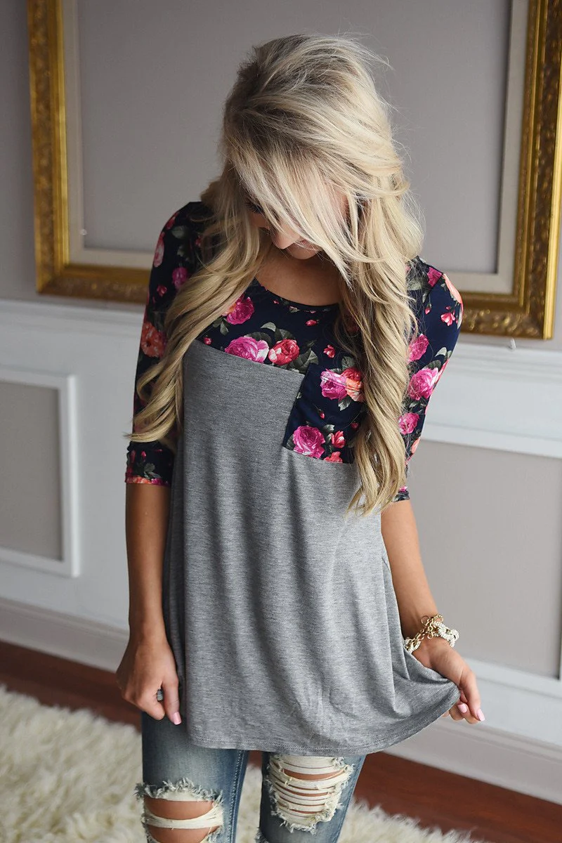Spring Garden Floral Top ~ Navy - Image 7