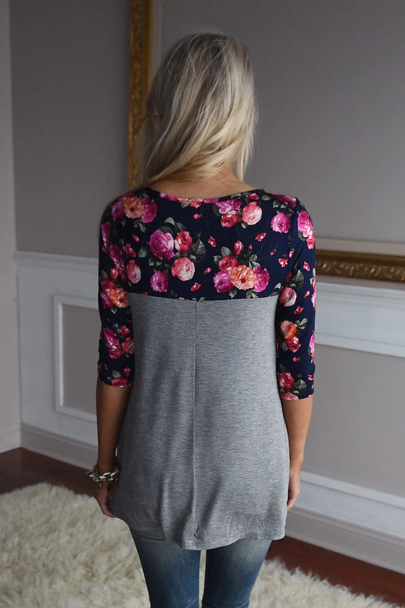 Spring Garden Floral Top ~ Navy - Image 9