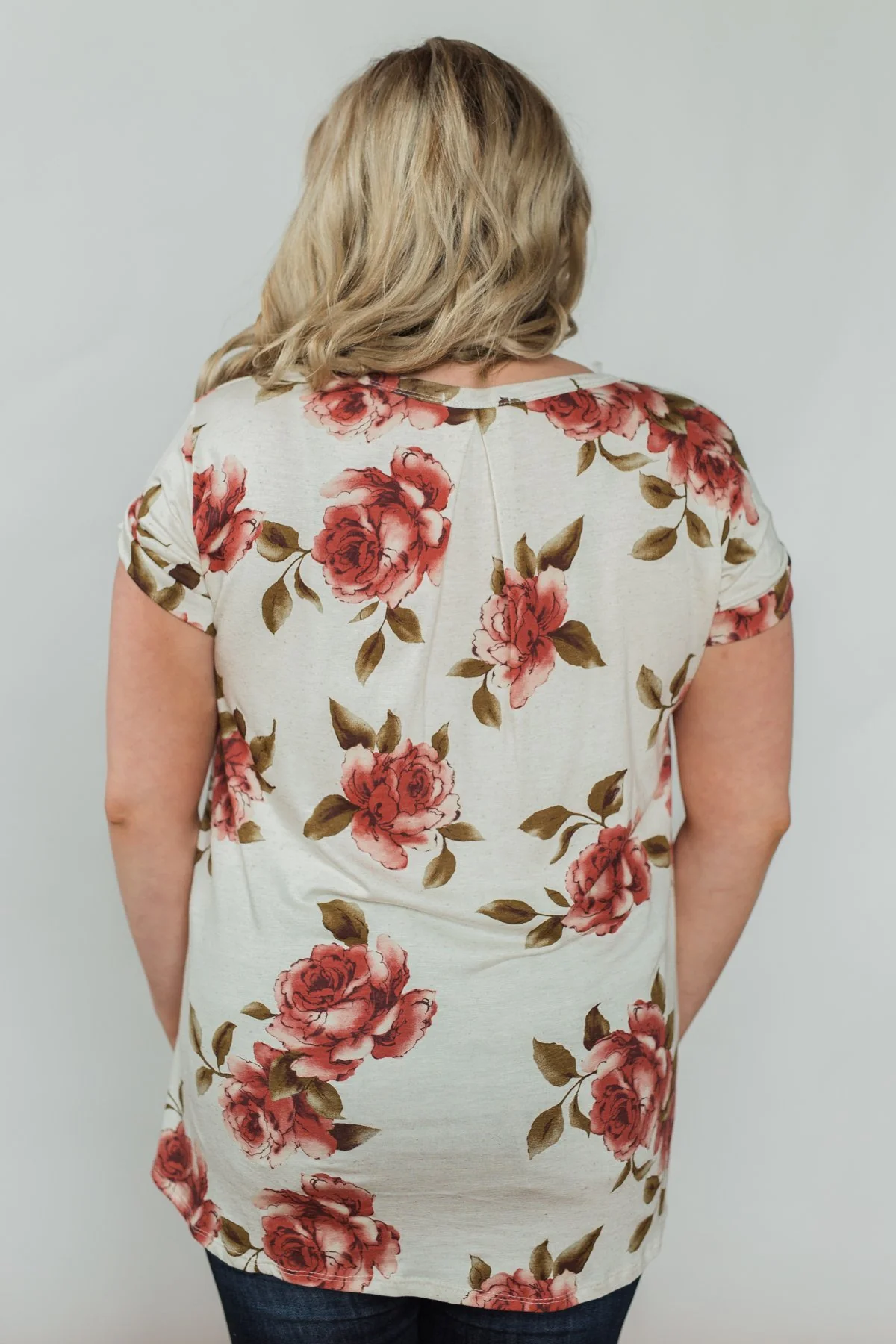 Spring Romance Floral V-Neck Pocket Top- Vanilla - Image 15
