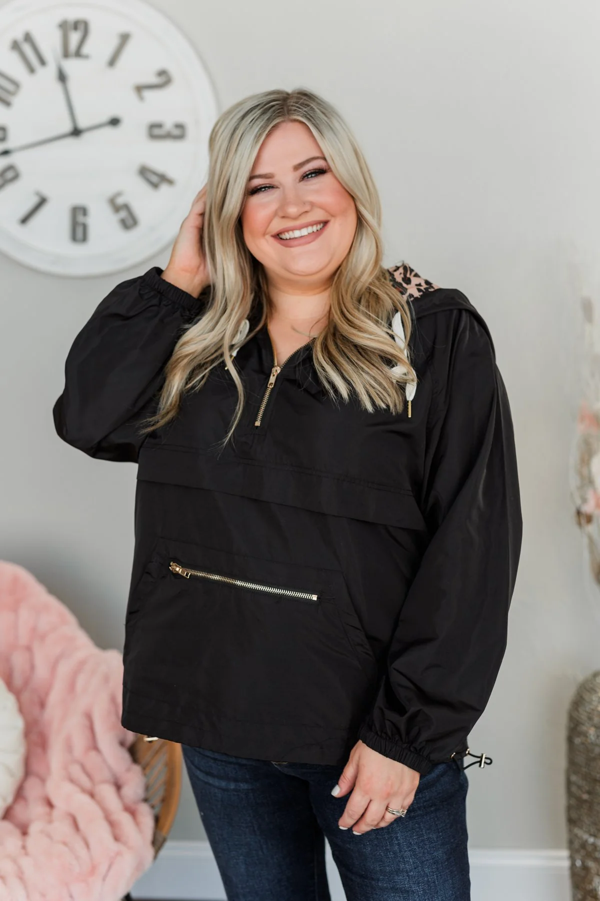 Sprinkle Of Sunshine Drawstring Windbreaker- Black - Image 7