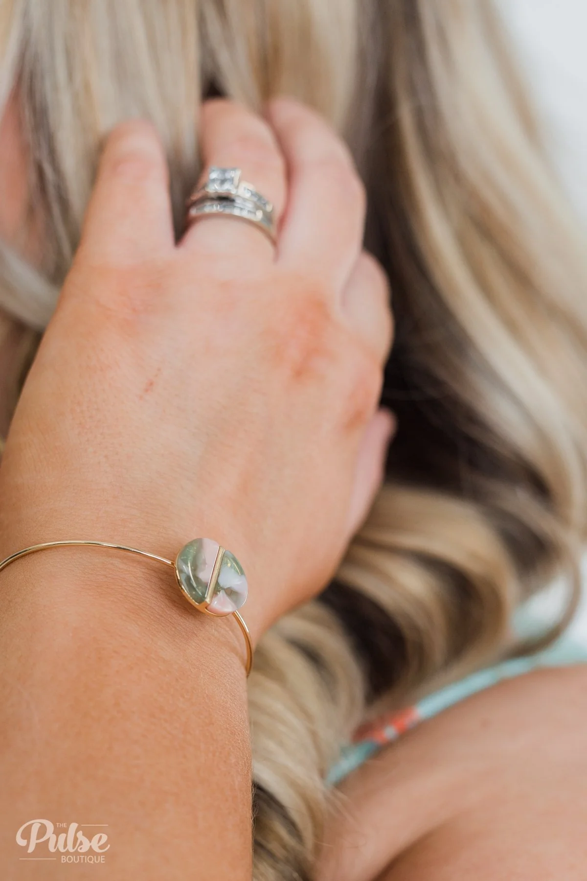 Stained Circle Bracelet- Pink & Green - Image 3