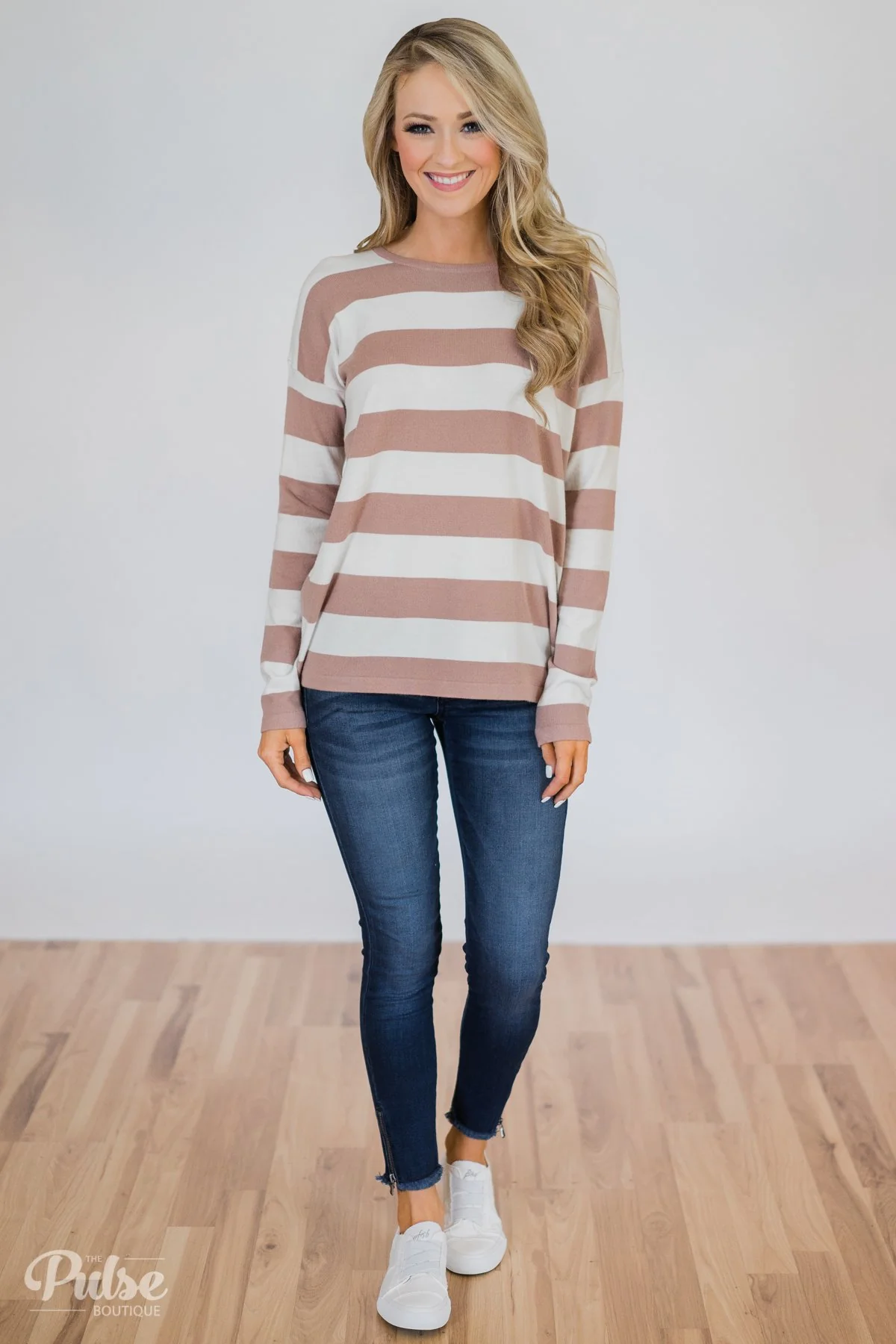 Stand by Me Striped Sweater -Dusty Mauve - Image 6