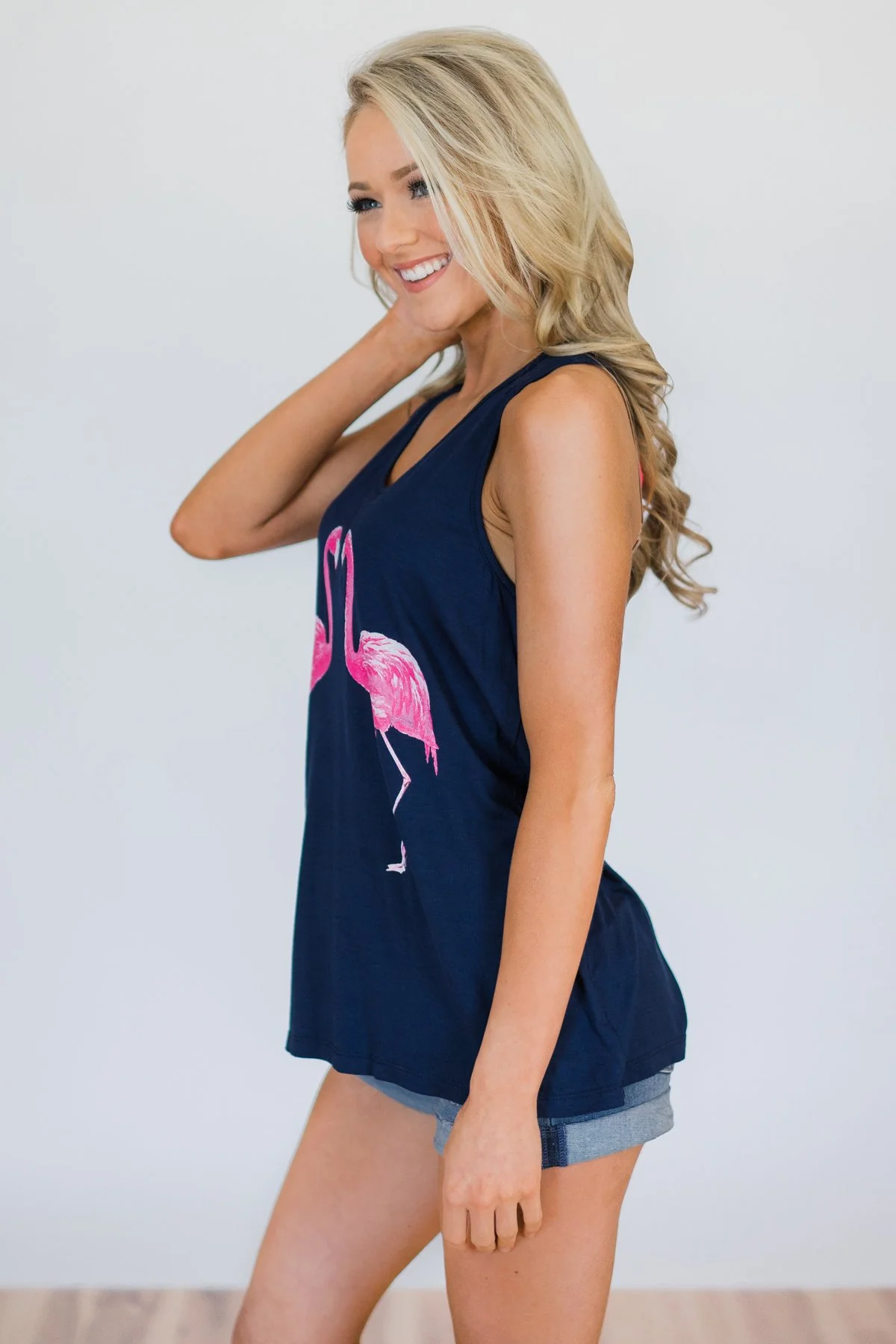 Stand By Your Flock Flamingo Top- Navy - Image 7