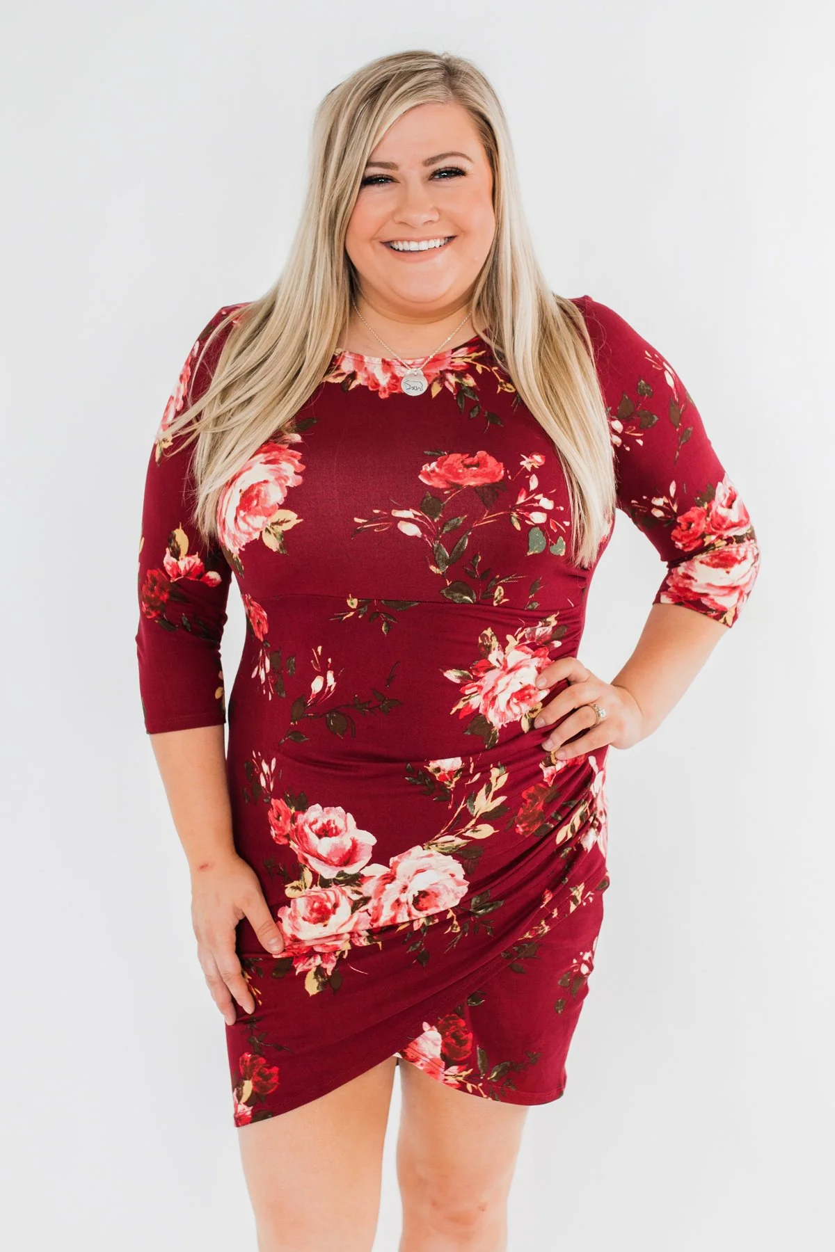 Stand In Your Love Floral Dress- Burgundy - Image 4