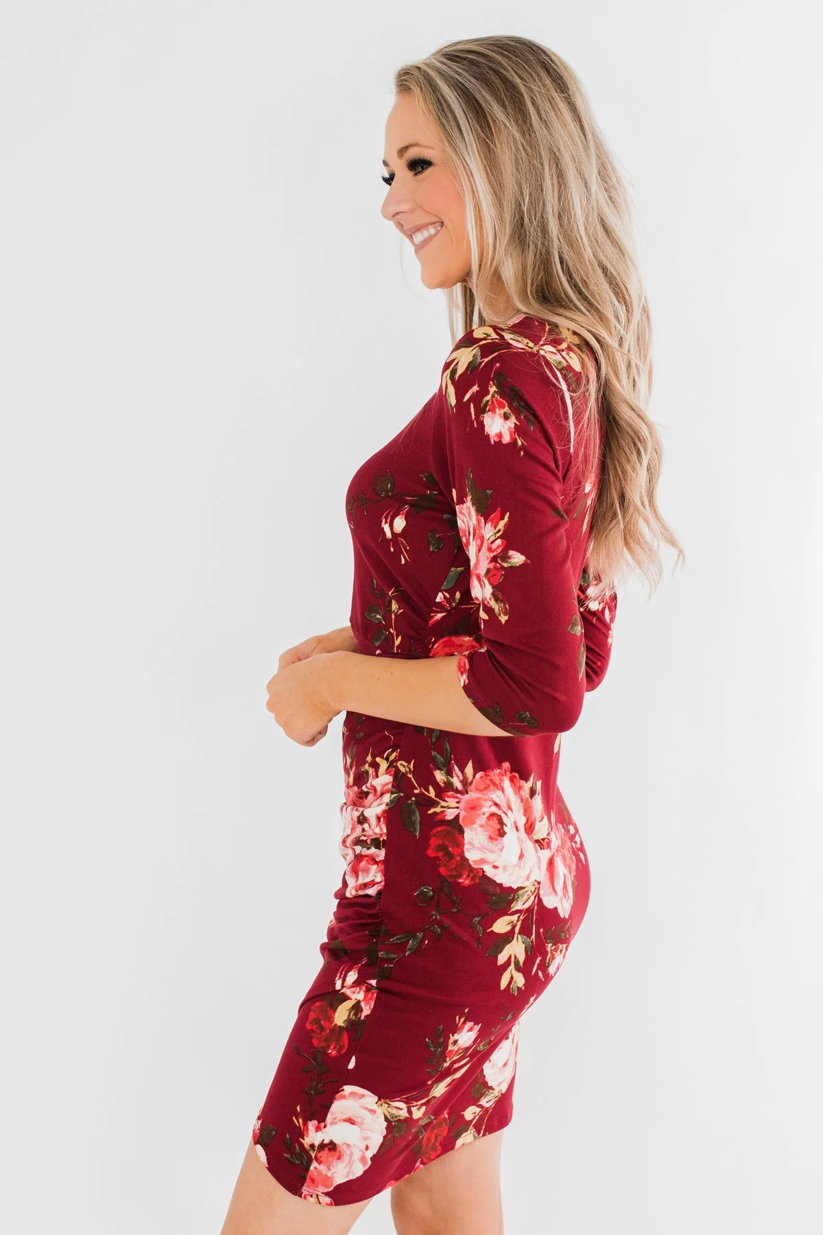 Stand In Your Love Floral Dress- Burgundy - Image 7