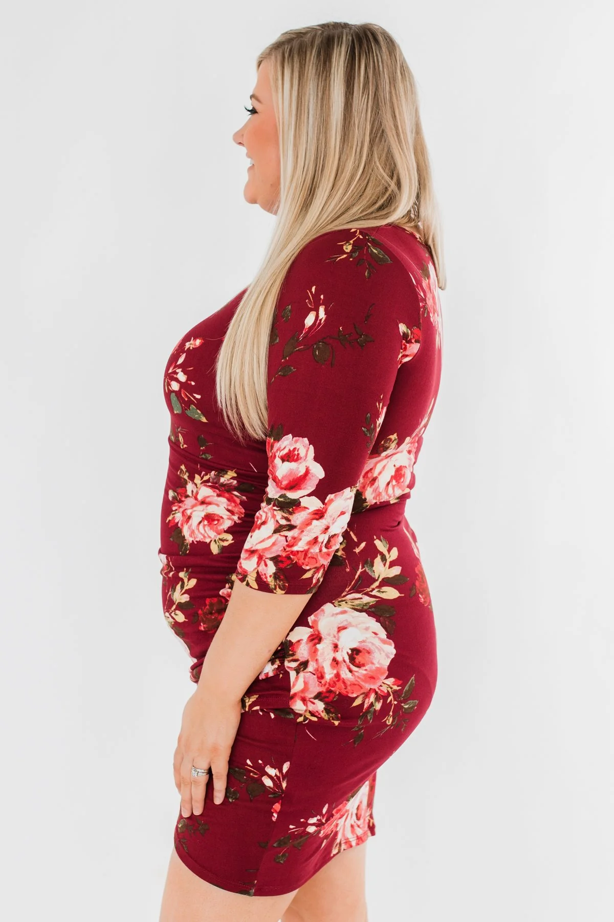 Stand In Your Love Floral Dress- Burgundy - Image 8