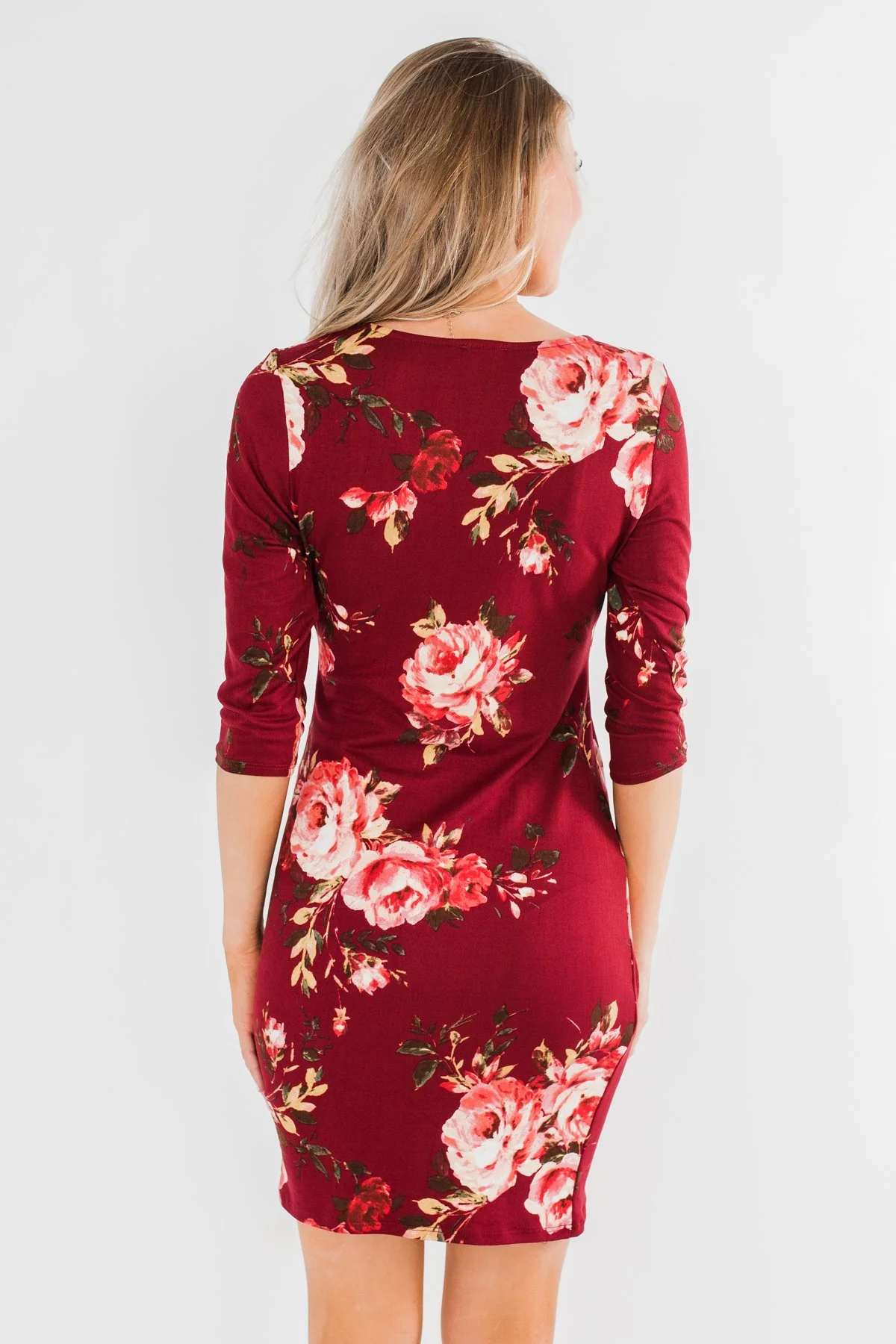 Stand In Your Love Floral Dress- Burgundy - Image 9