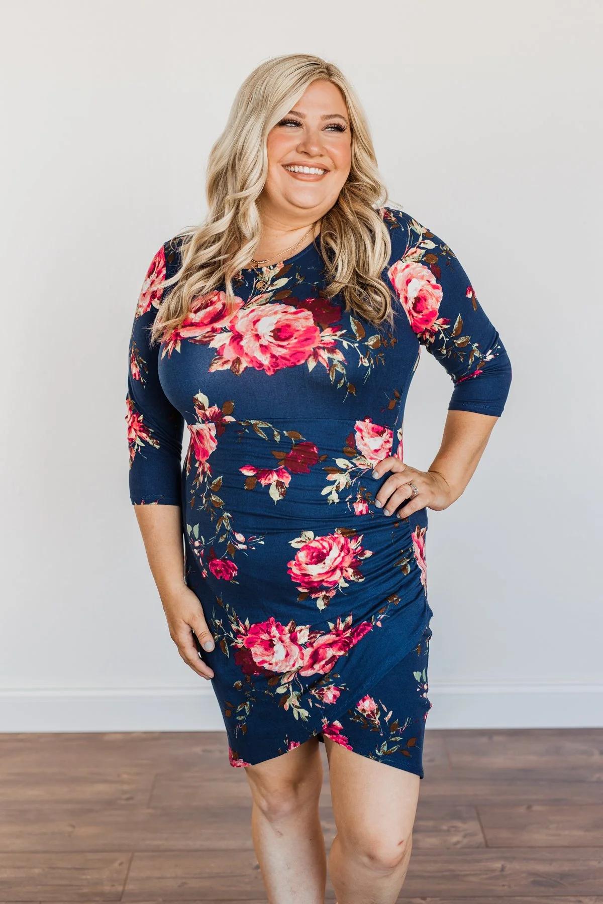 Stand In Your Love Floral Dress- Navy - Image 3