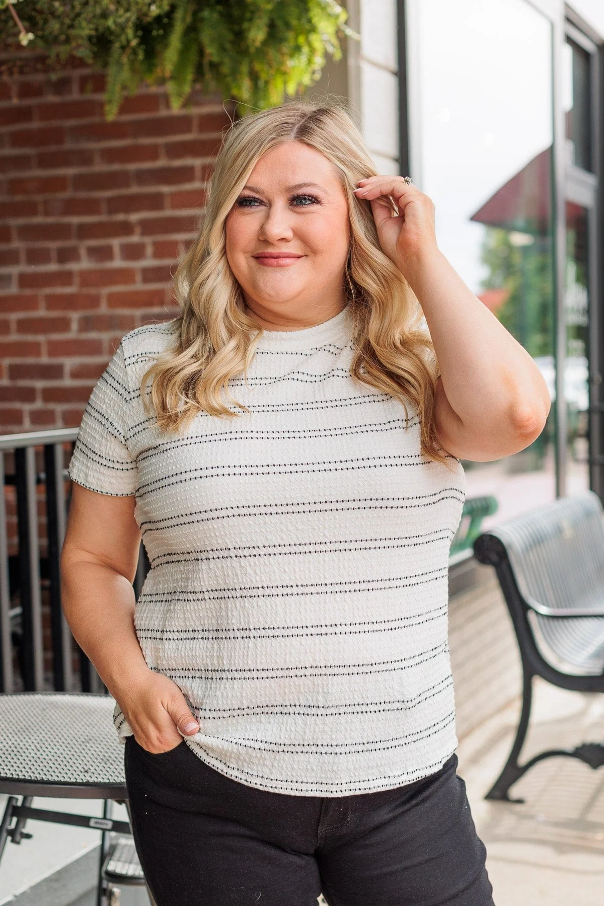 Stand Strong Together Striped Top- Ivory - Image 4