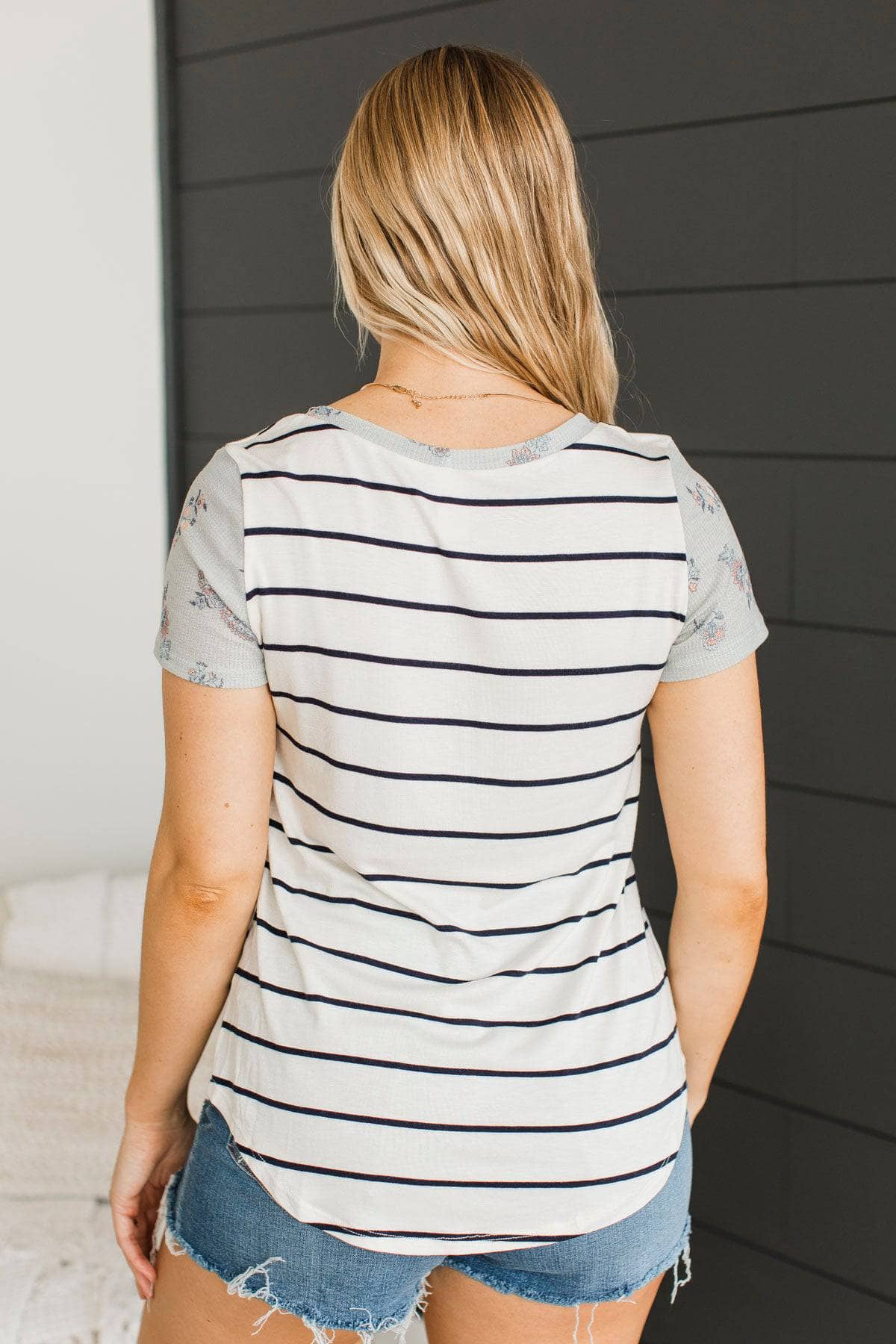 Standing Together Striped Pocket Top- Ivory & Navy - Image 8