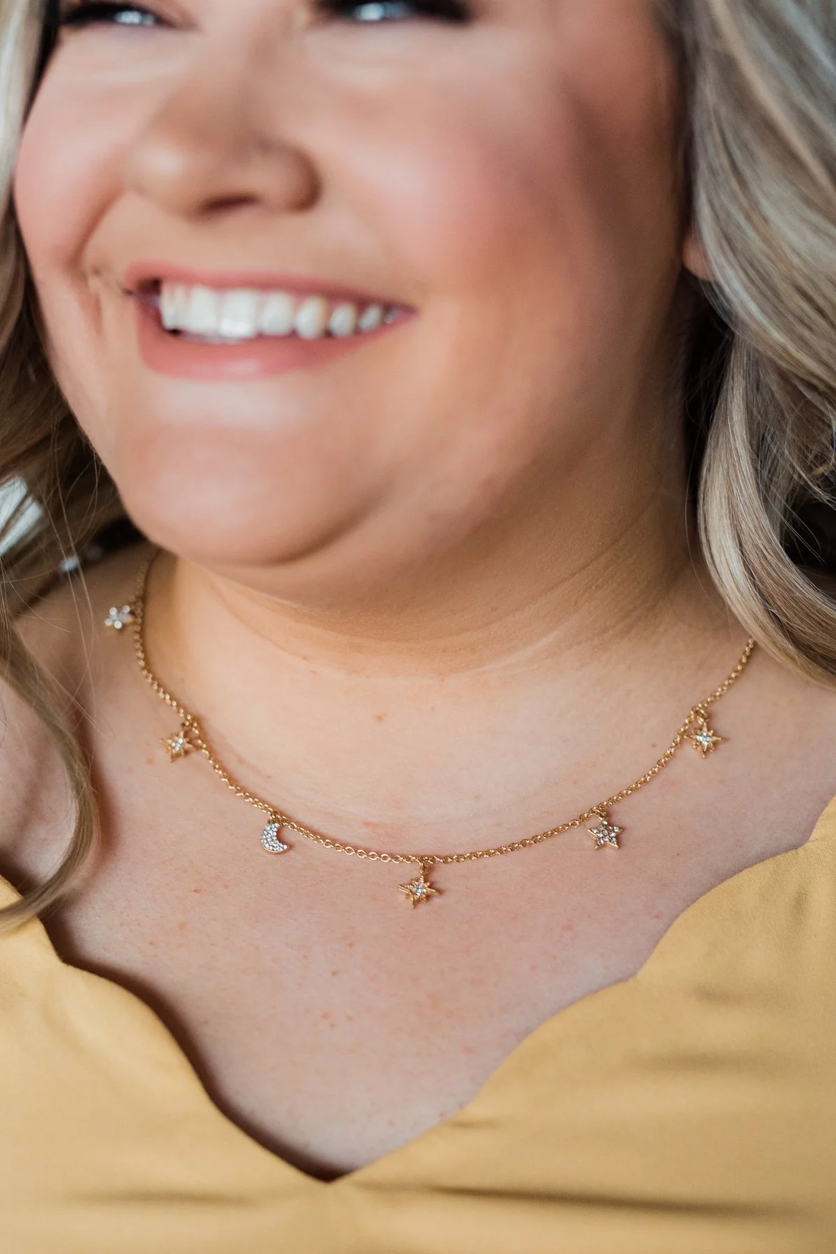 Star & Moon Charm Necklace- Gold - Image 2