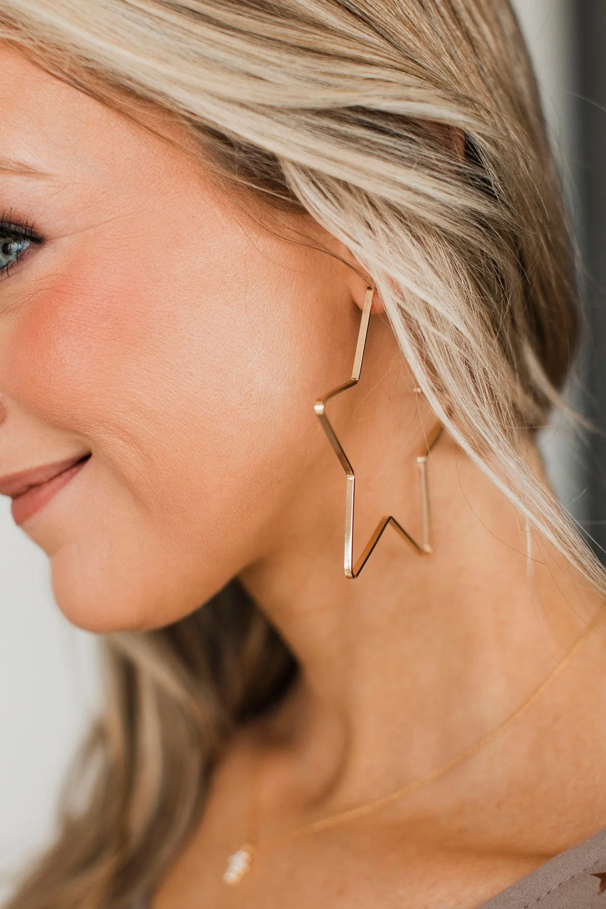 Star Potential Hoop Earrings- Gold - Image 2