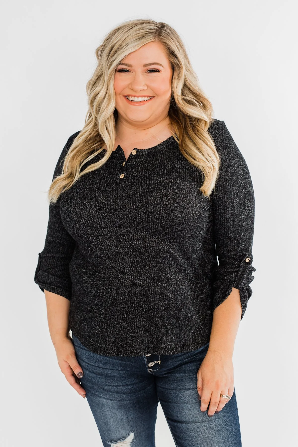 Starry Nights Ribbed Pocket Top- Black - Image 4
