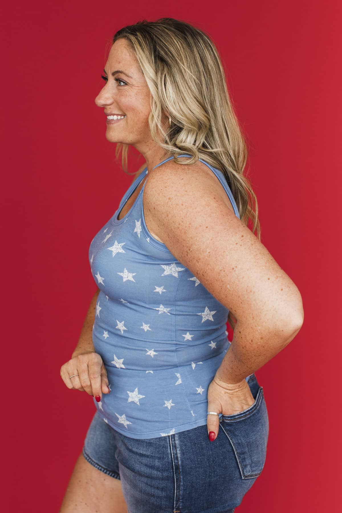 Stars Over Home Tank Top- Heather Blue - Image 6