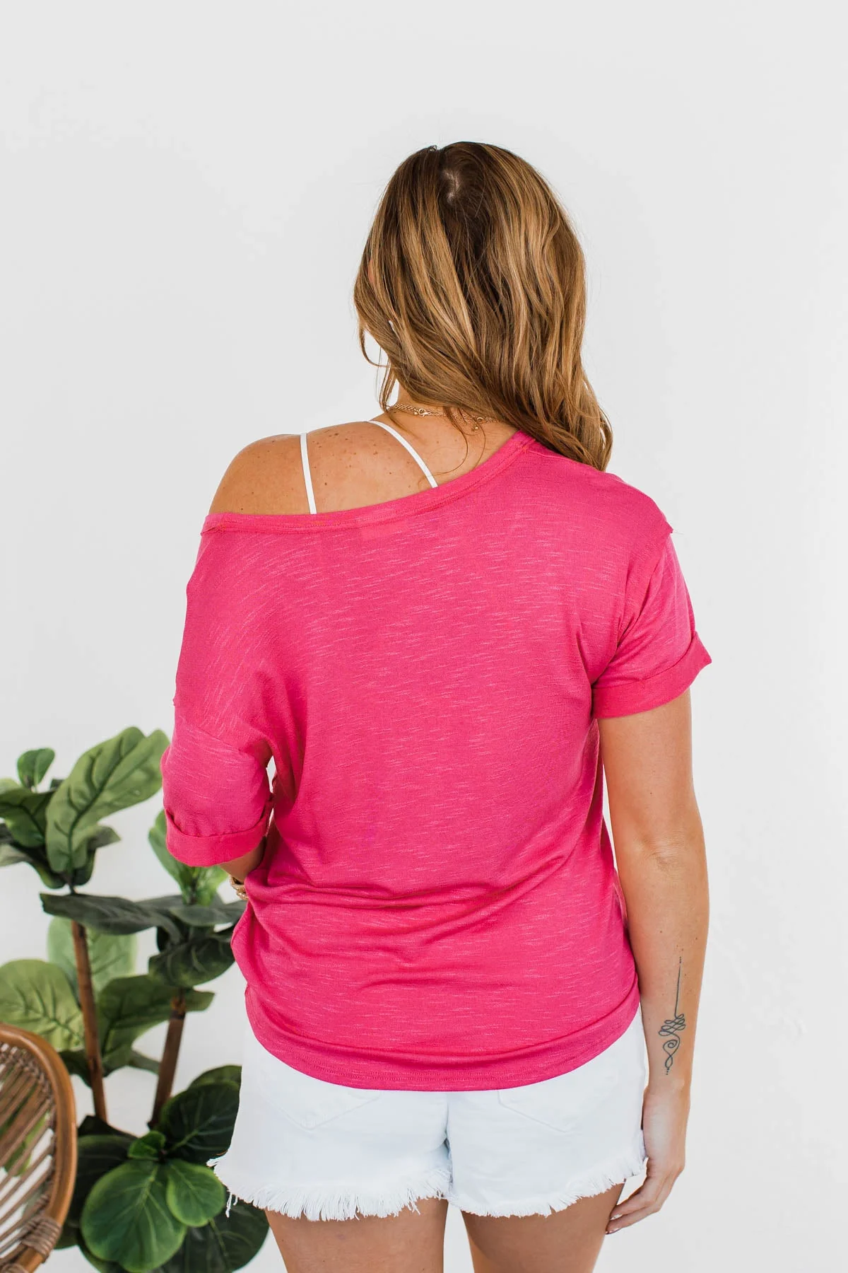 Start My Day Short Sleeve Top- Hot Pink - Image 10