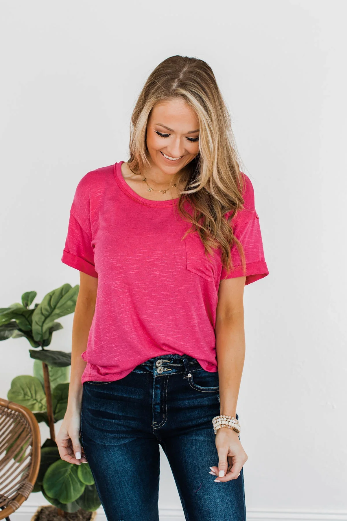 Start My Day Short Sleeve Top- Hot Pink - Image 6