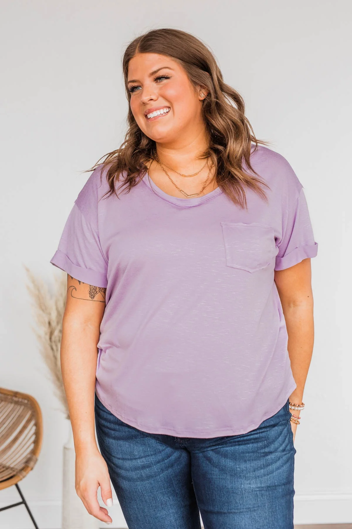 Start My Day Short Sleeve Top- Lilac - Image 4