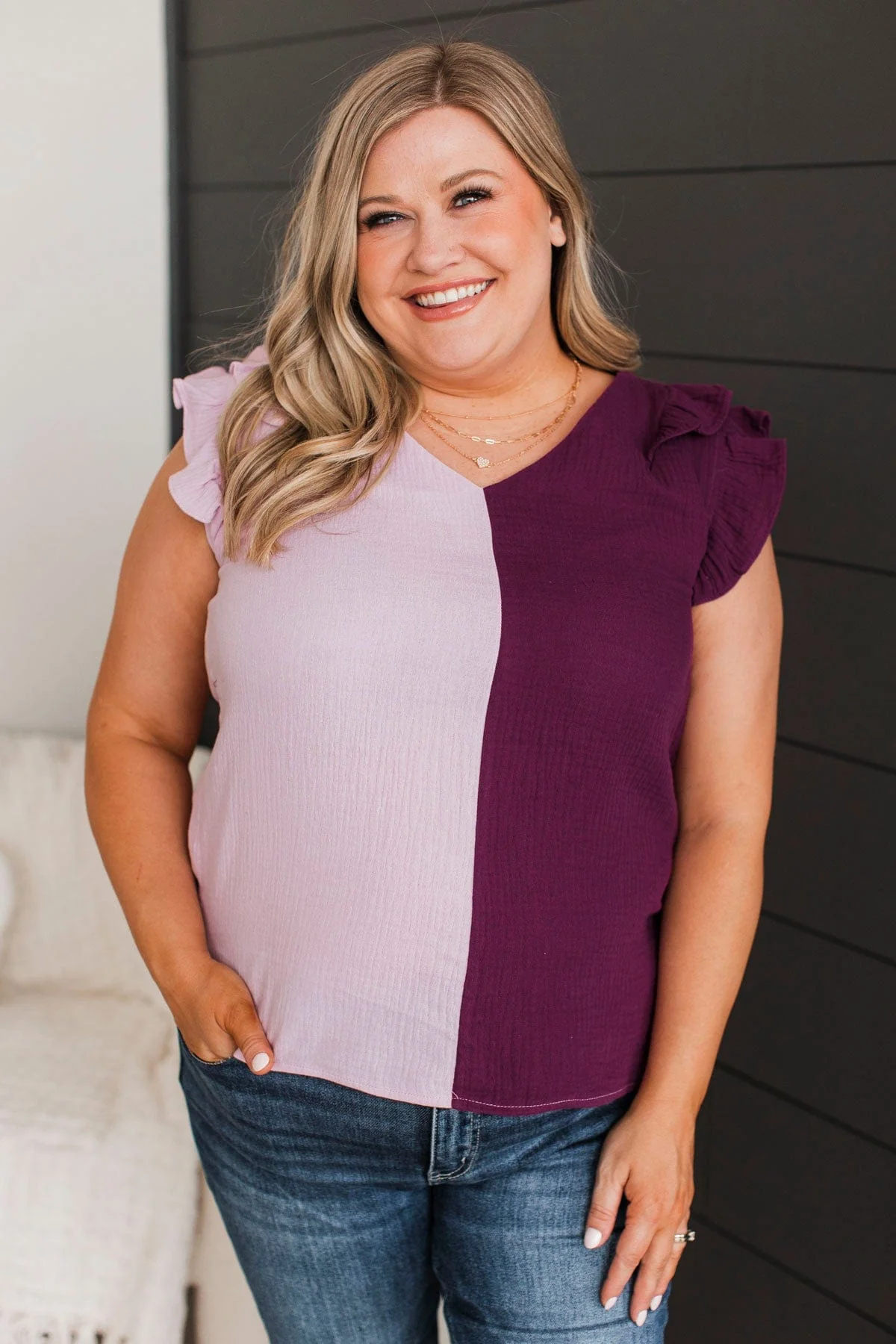 Start Of Forever Ruffle Top- Lilac & Plum - Image 4