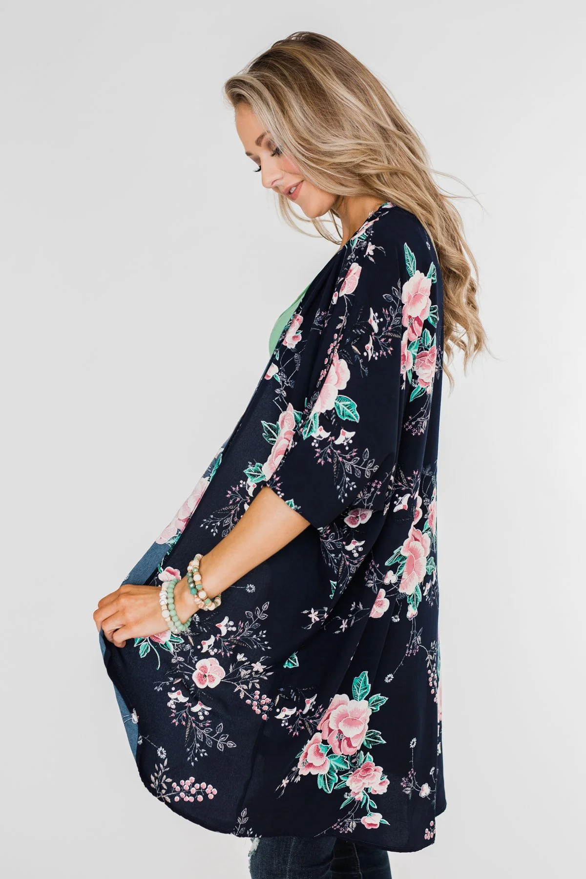 Start With Forever Floral Kimono- Navy - Image 11