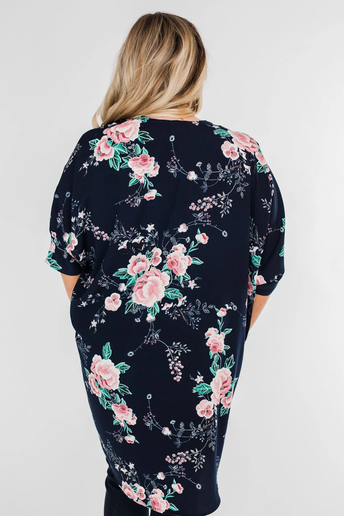 Start With Forever Floral Kimono- Navy - Image 14