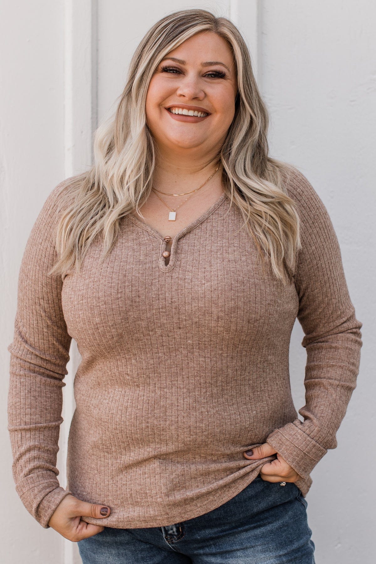 Starting Fresh Ribbed Knit Top- Mocha - Image 4