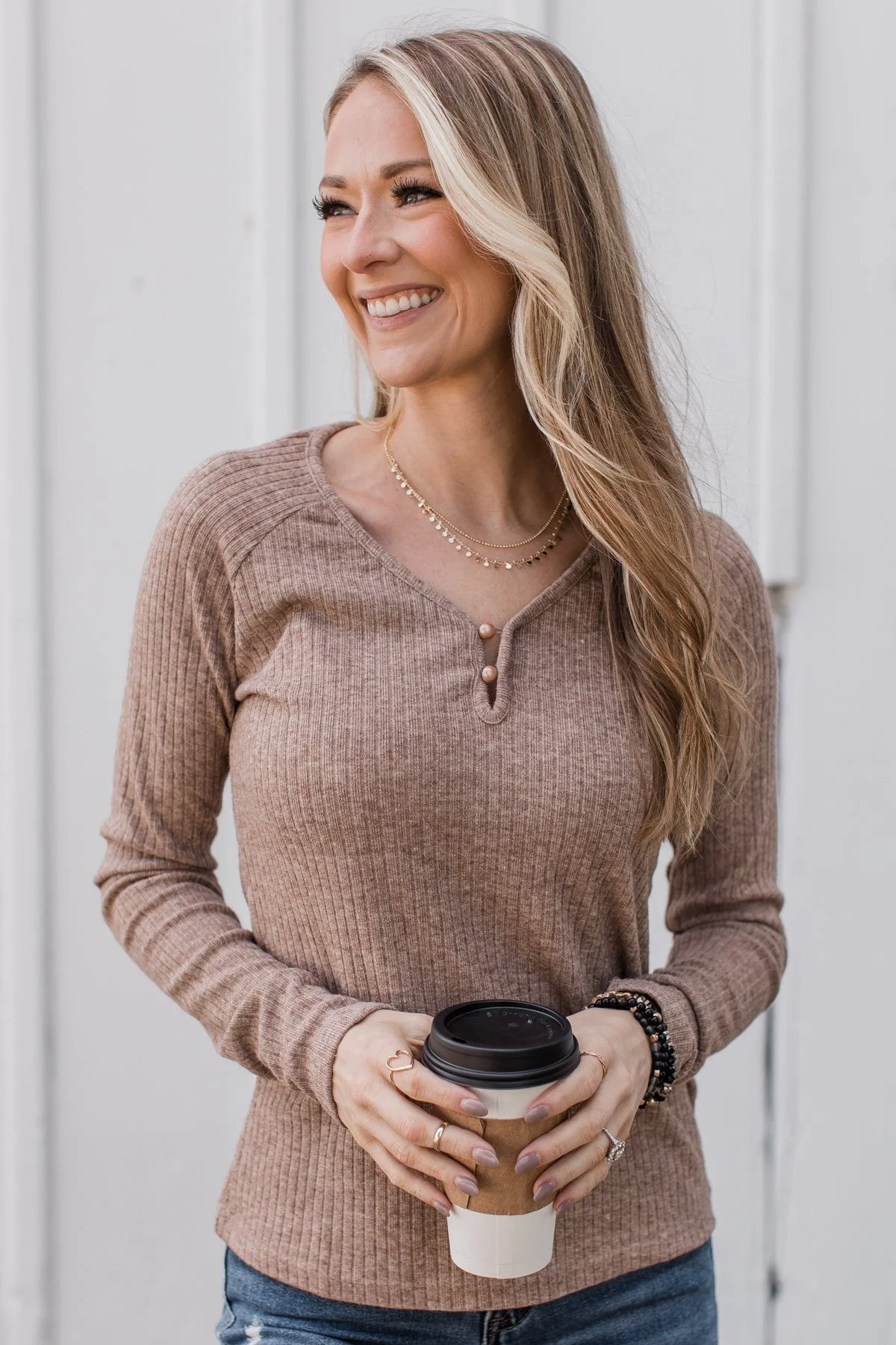 Starting Fresh Ribbed Knit Top- Mocha - Image 7