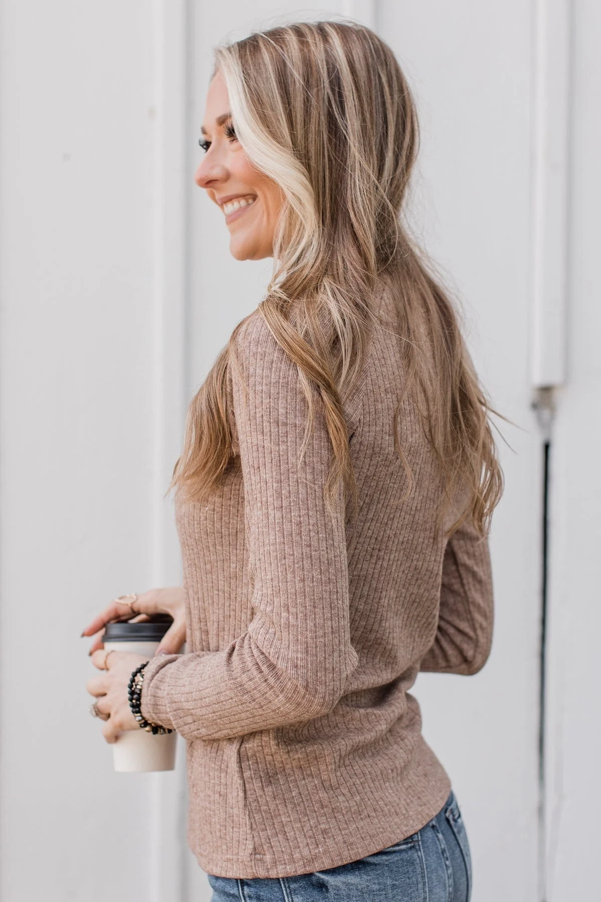 Starting Fresh Ribbed Knit Top- Mocha - Image 9