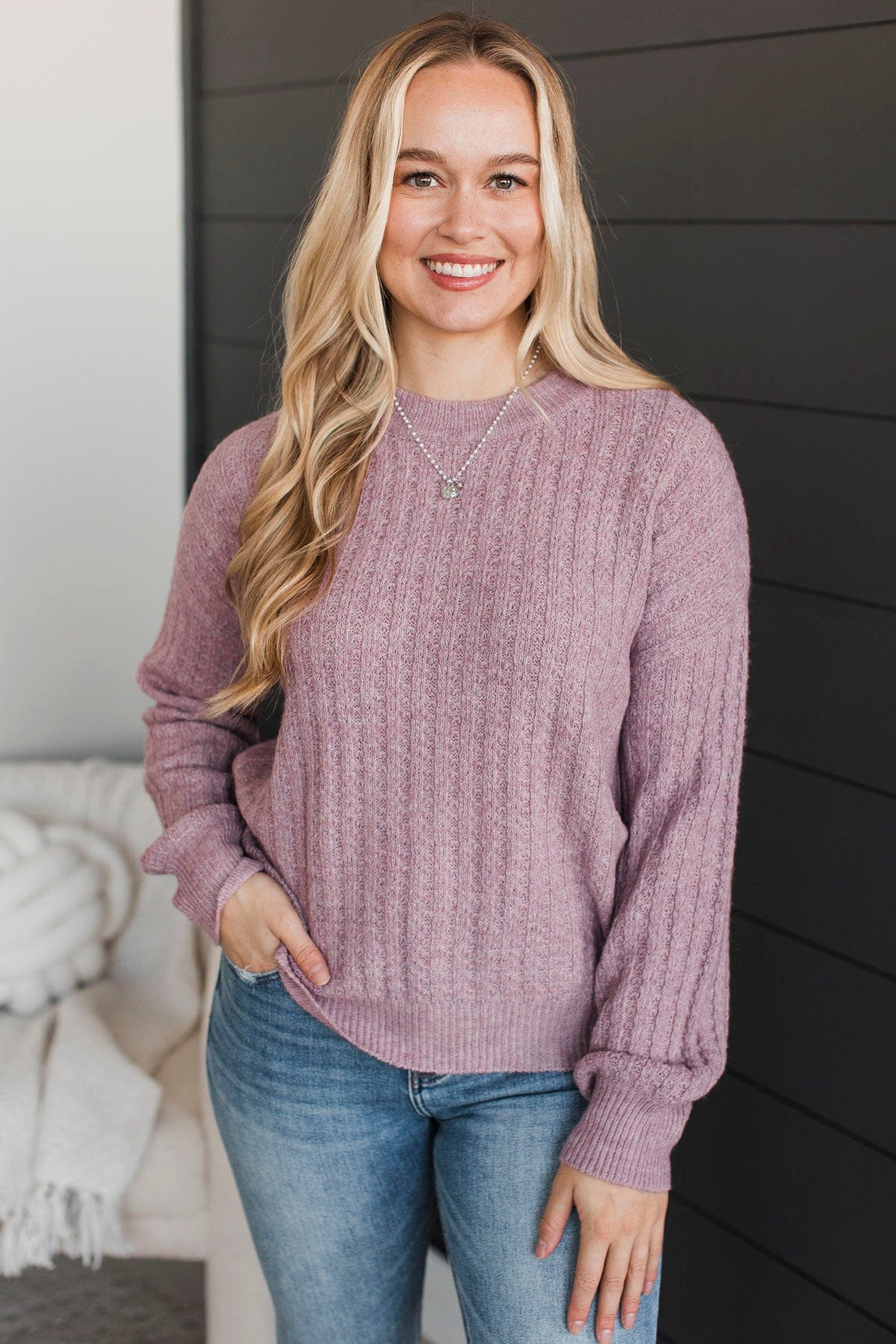 Stay Close To Me Knit Sweater- Dusty Lavender - Image 2