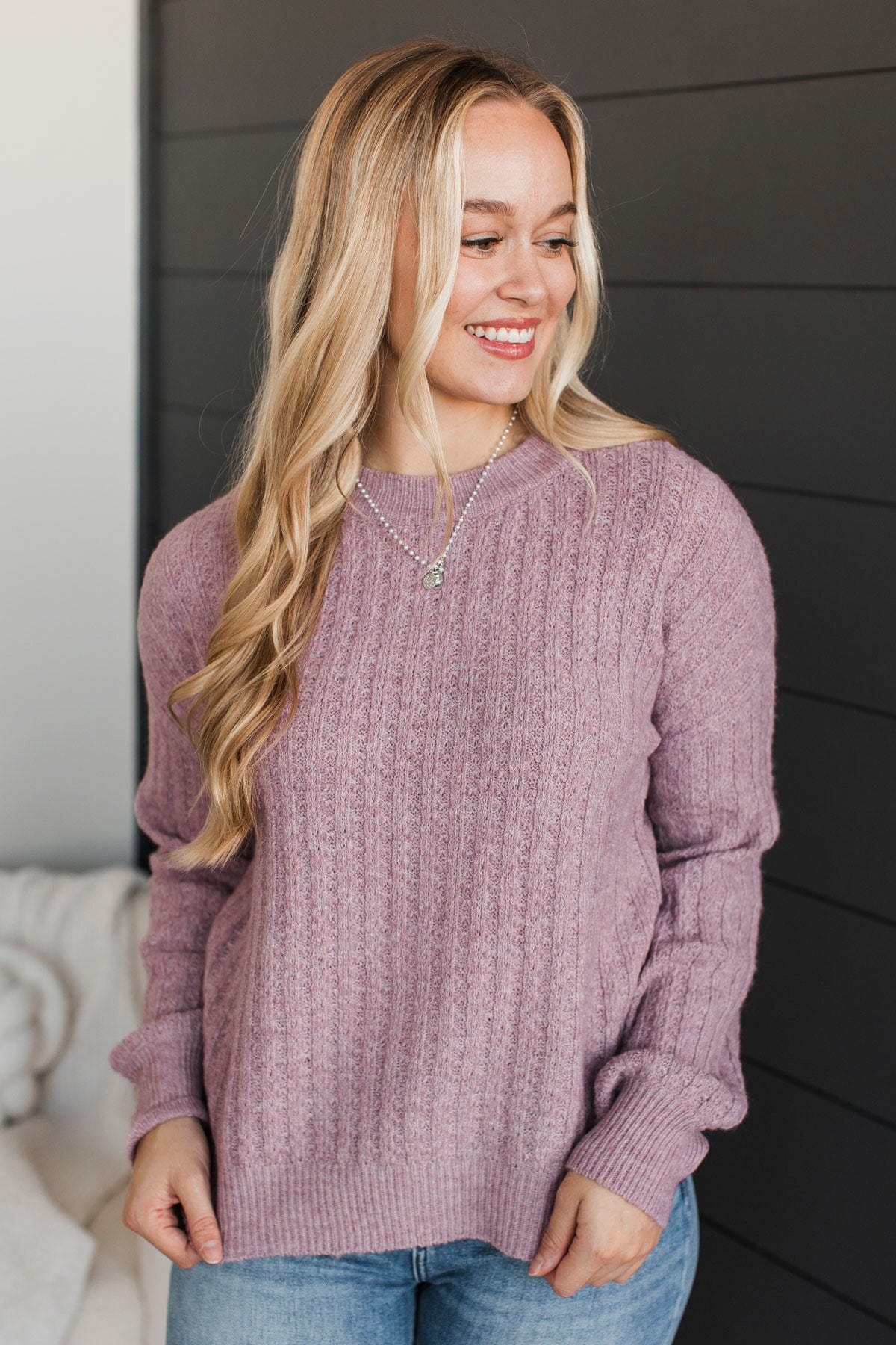 Stay Close To Me Knit Sweater- Dusty Lavender - Image 3