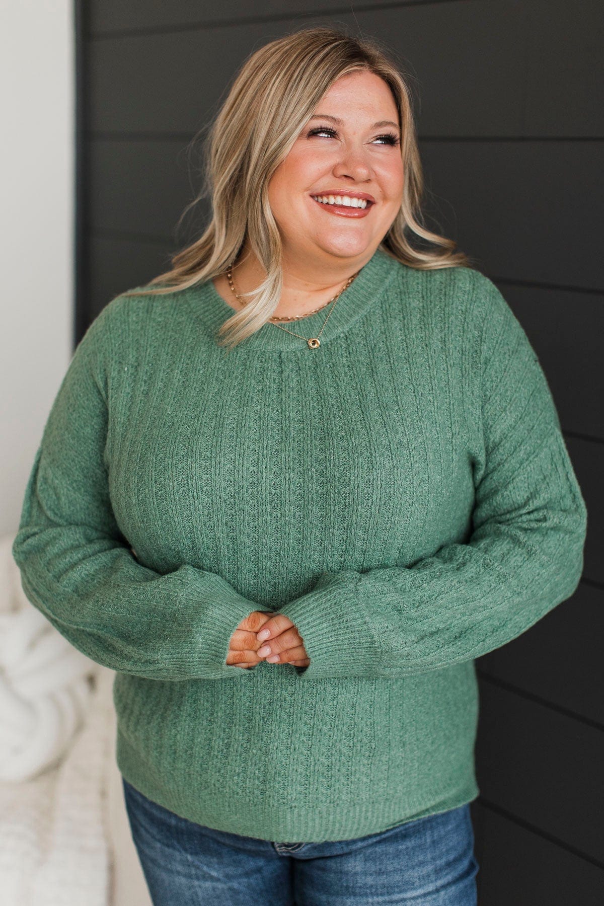 Stay Close To Me Knit Sweater- Jade Green - Image 4