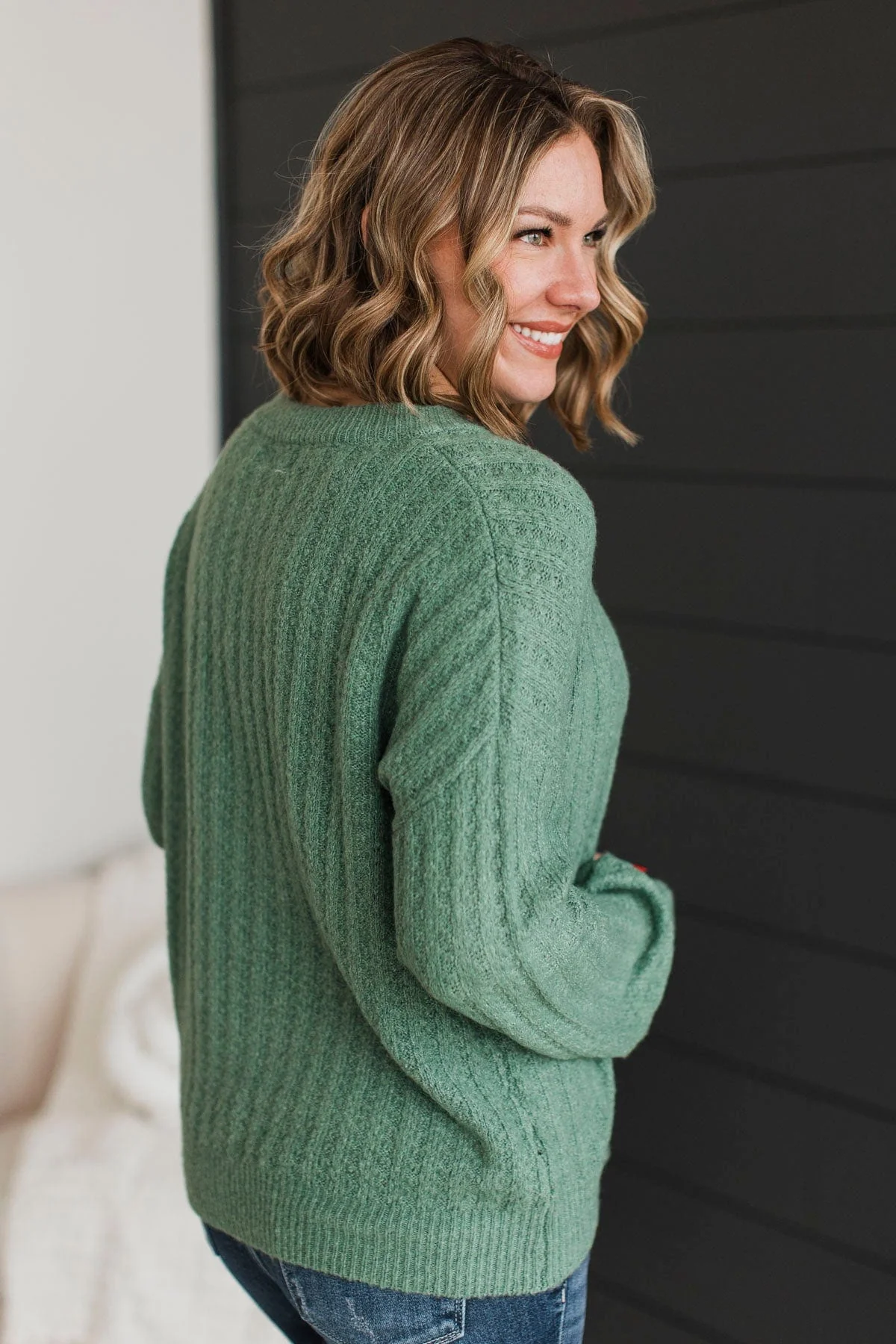 Stay Close To Me Knit Sweater- Jade Green - Image 5