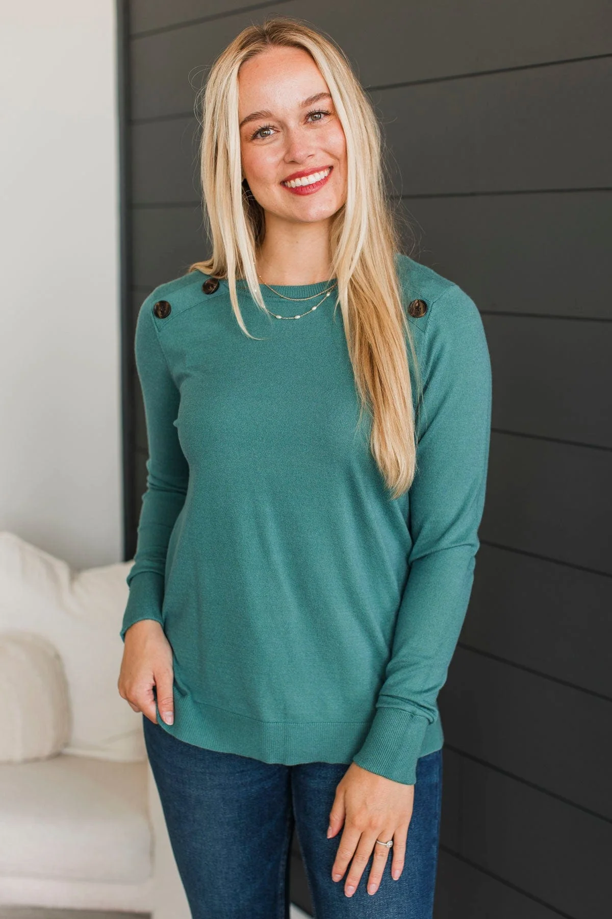 Stay Cozy Knit Sweater- Dusty Jade - Image 5
