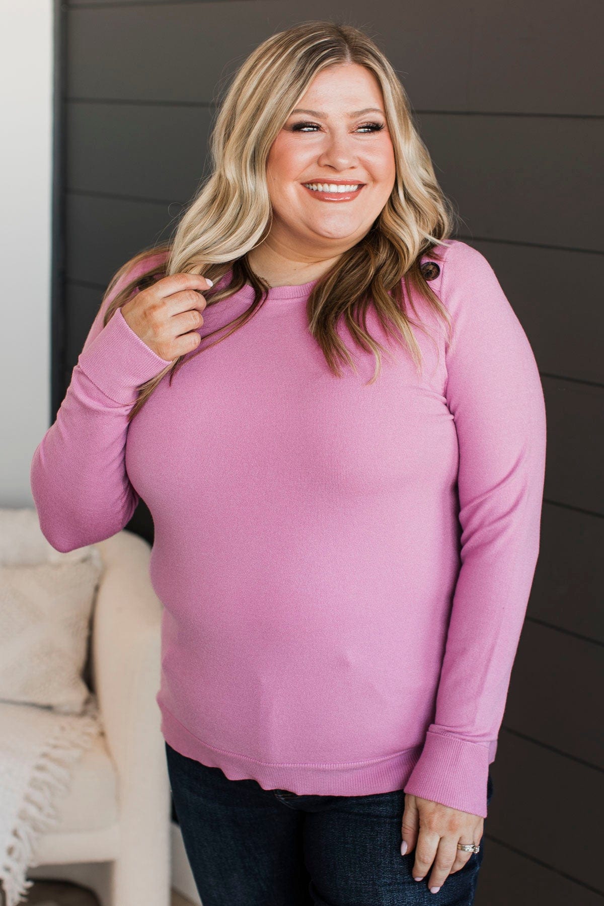 Stay Cozy Knit Sweater- Orchid - Image 4