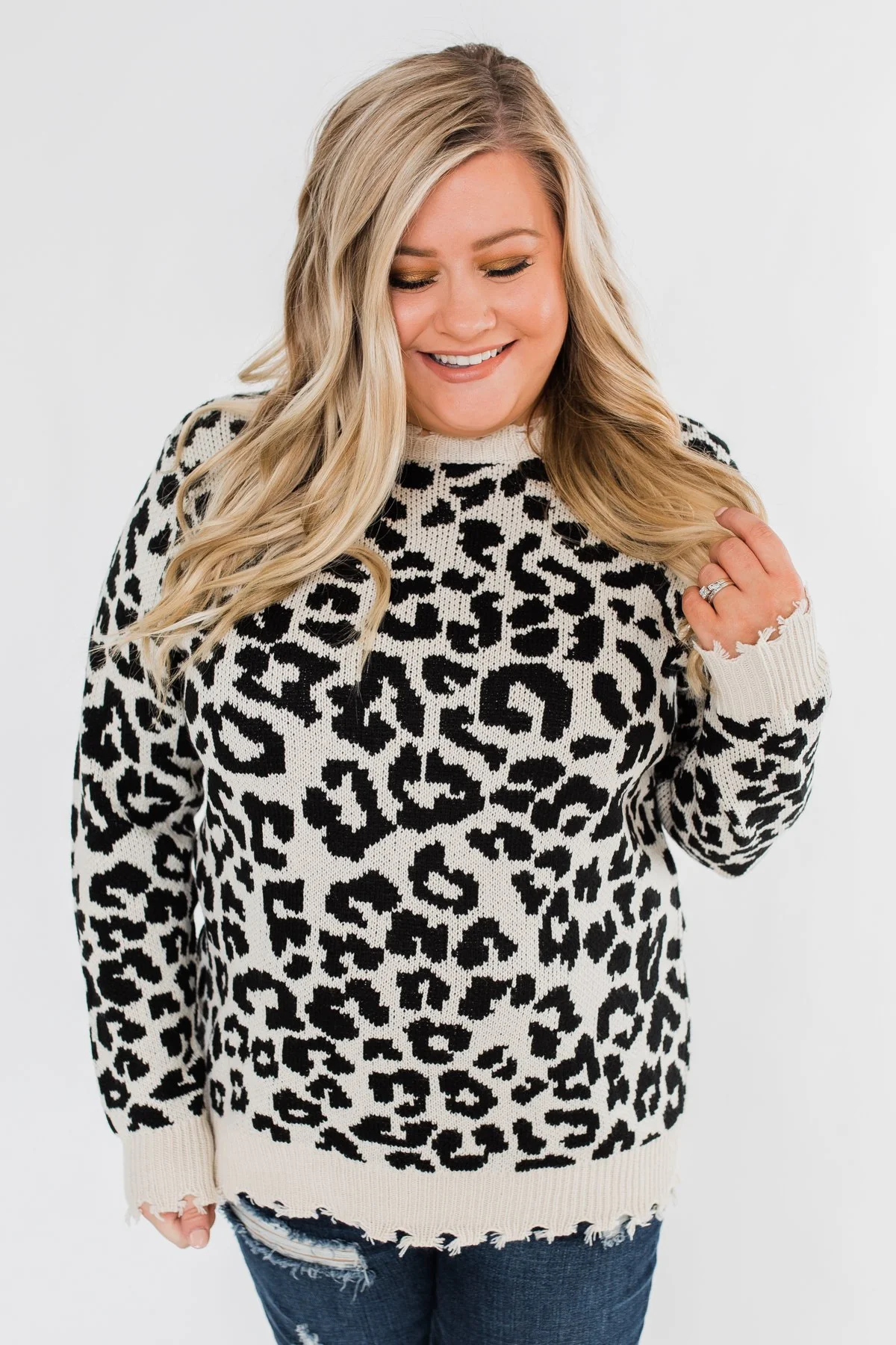 Stay Fierce Leopard Knit Sweater- Cream - Image 5