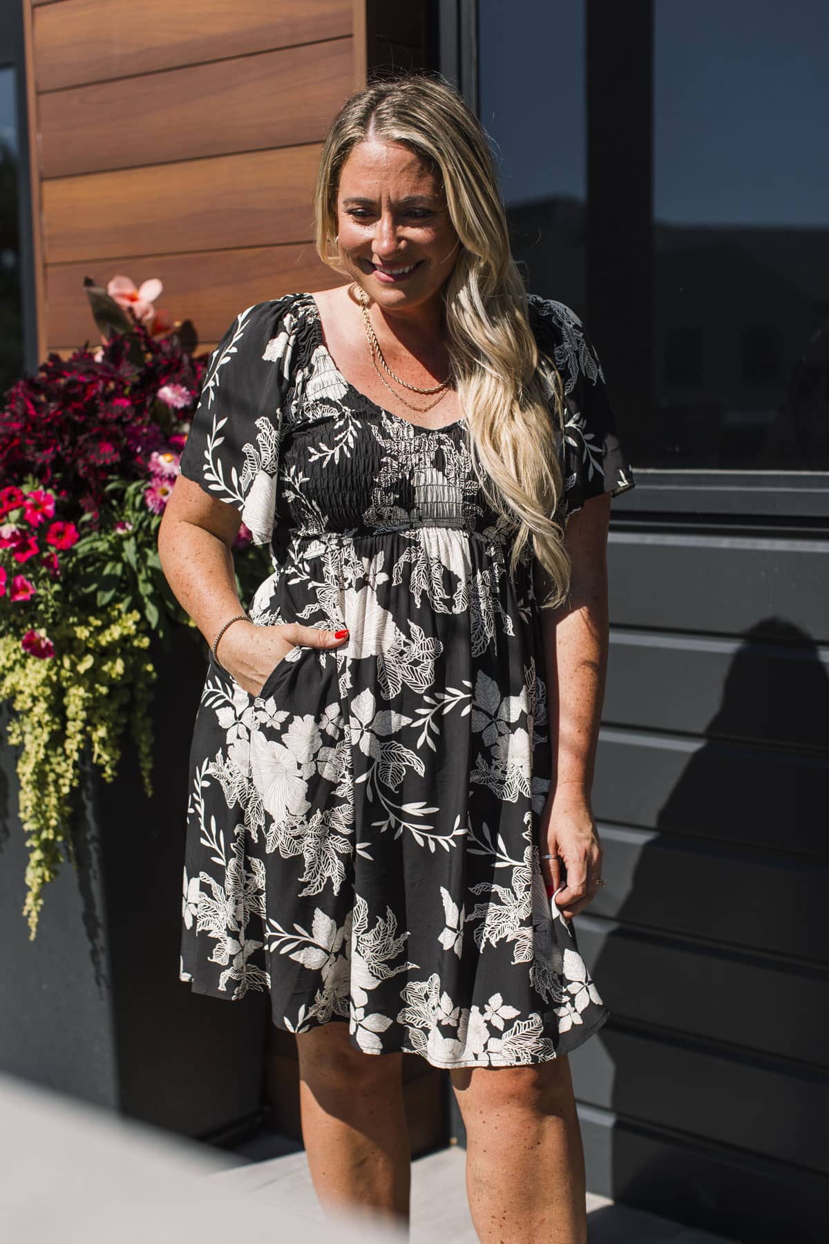 Stay For The View Floral Mini Dress- Black - Image 2