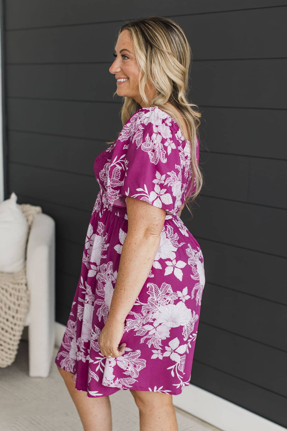 Stay For The View Floral Mini Dress- Magenta - Image 5