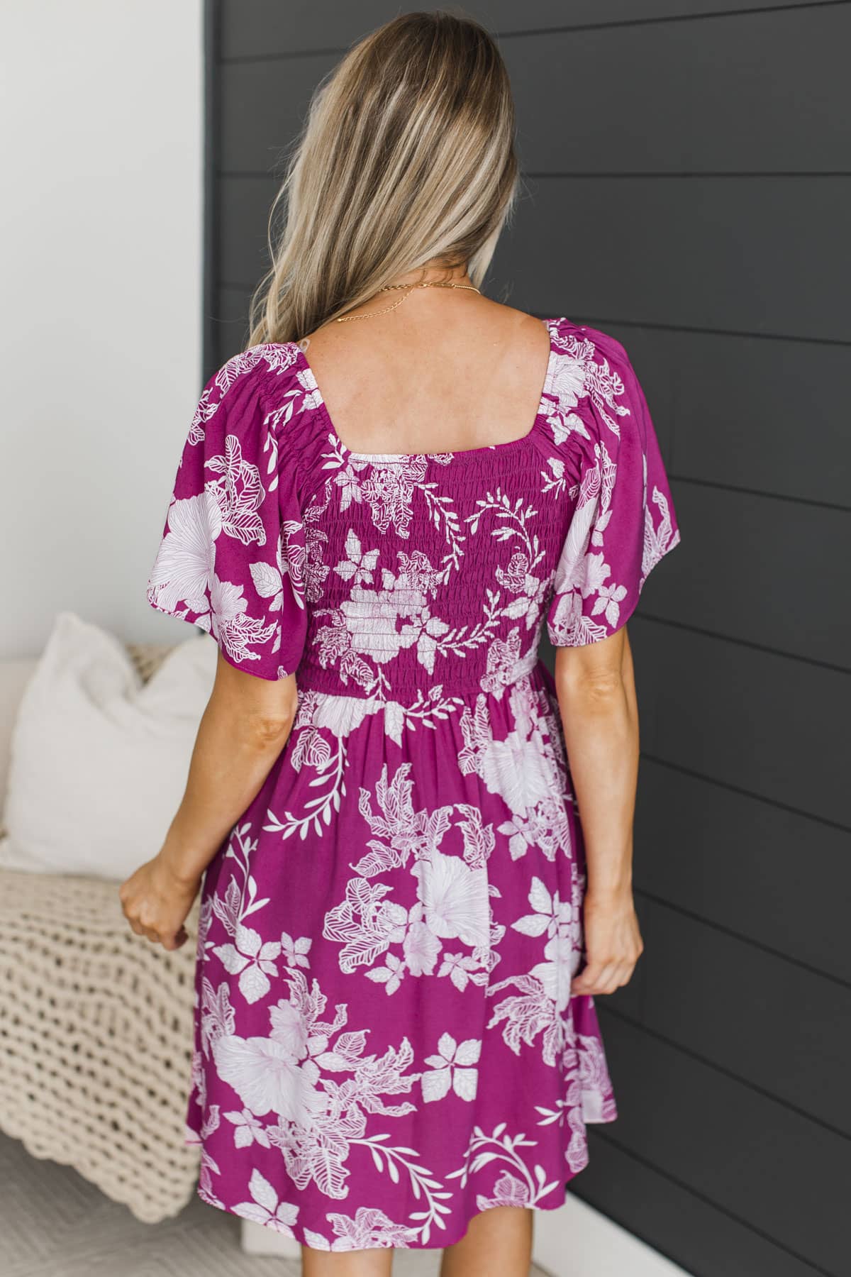 Stay For The View Floral Mini Dress- Magenta - Image 8