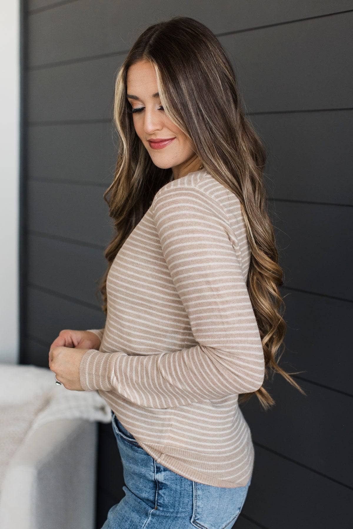 Stay Genuine Striped Knit Sweater- Oatmeal - Image 5