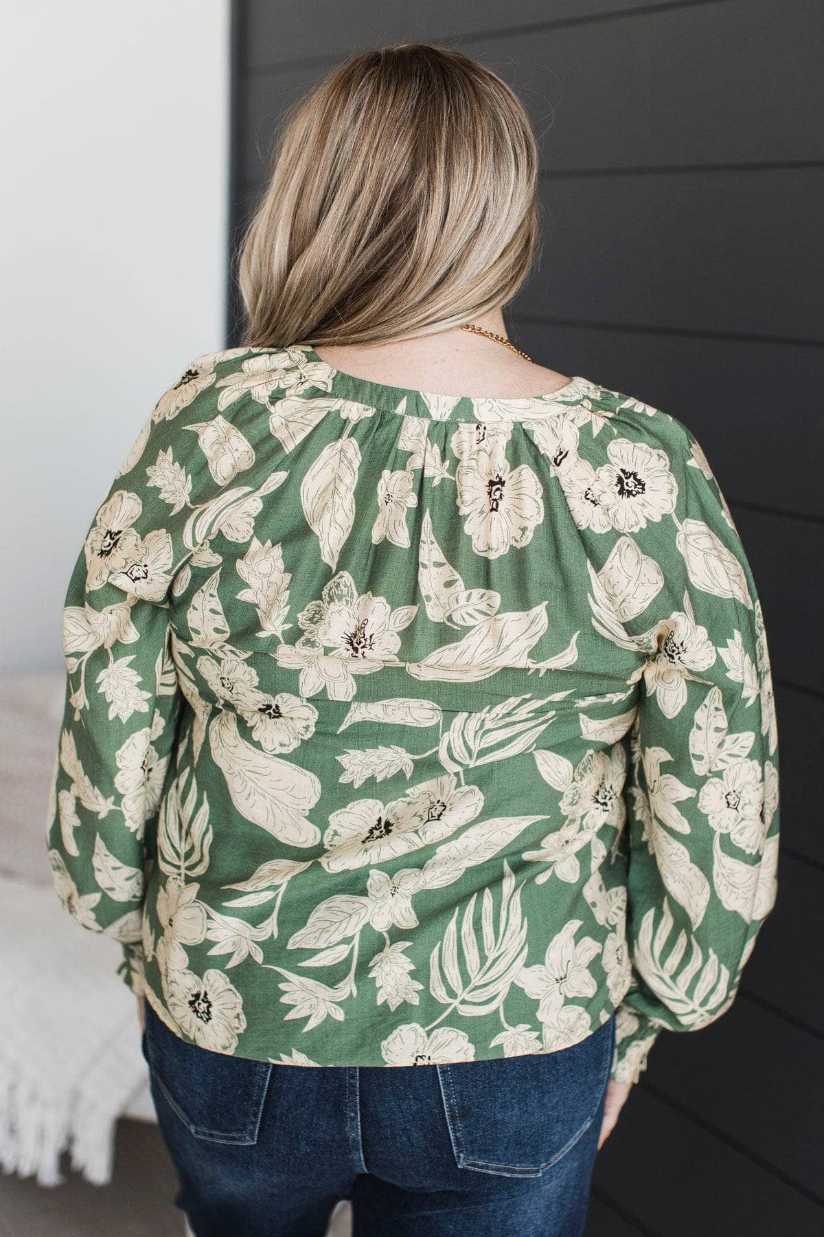 Stay Grateful Long Sleeve Floral Top- Sage - Image 8