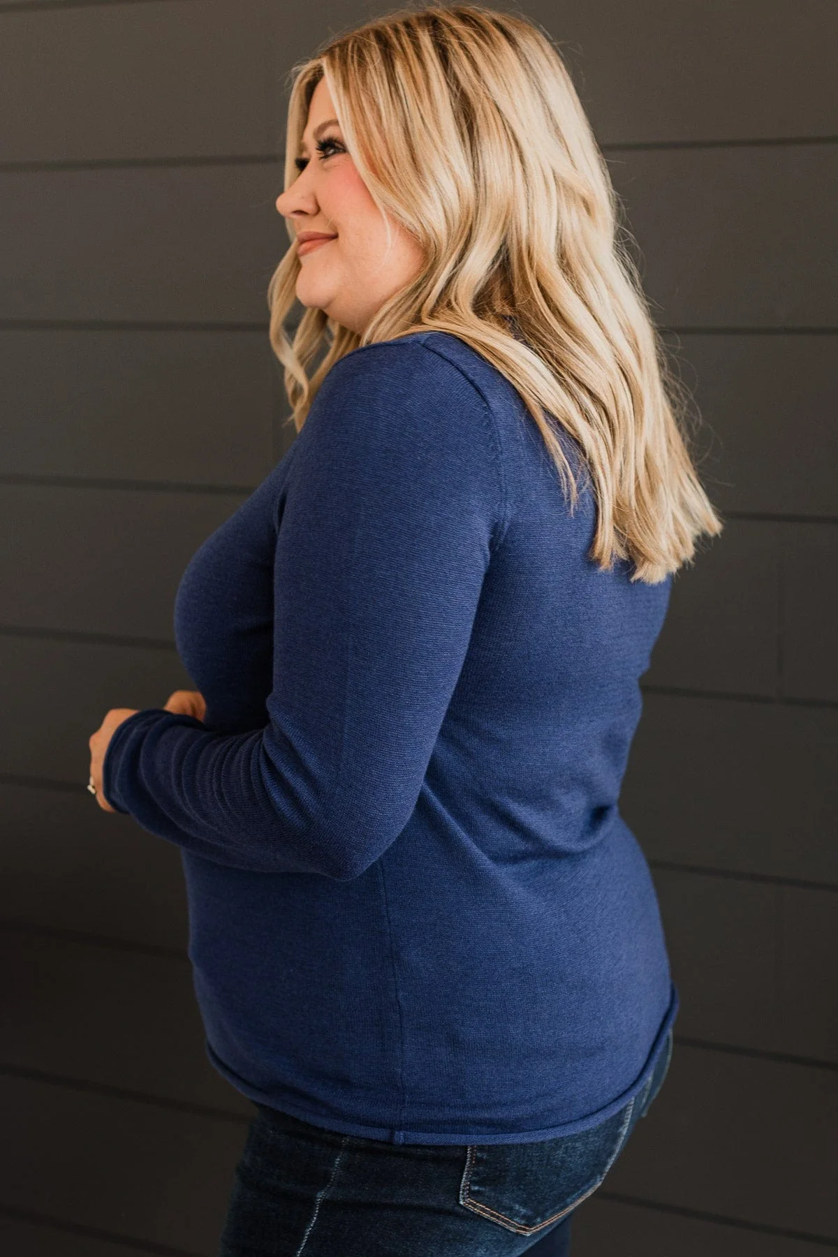 Stay Hopeful Knit Sweater- Navy - Image 5
