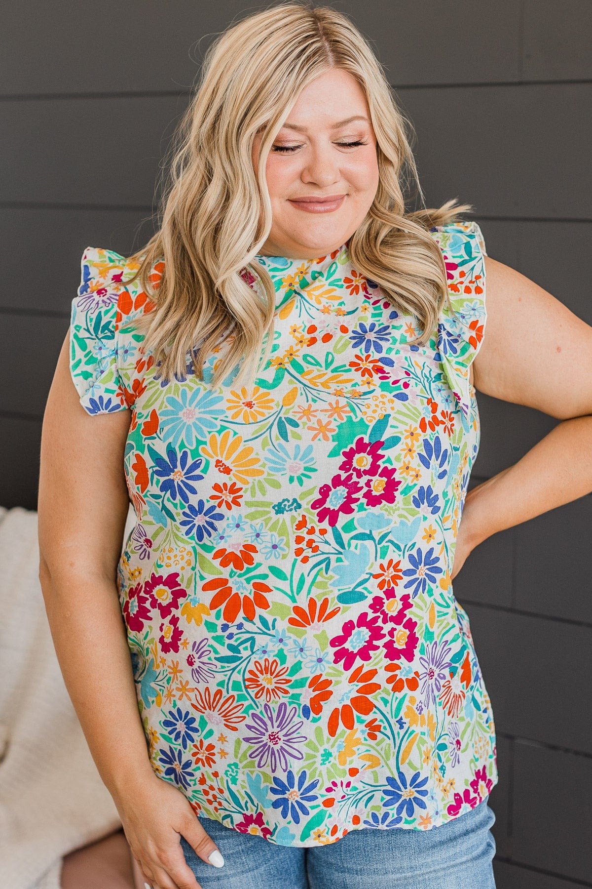 Stay In This Moment Floral Blouse- Ivory - Image 3